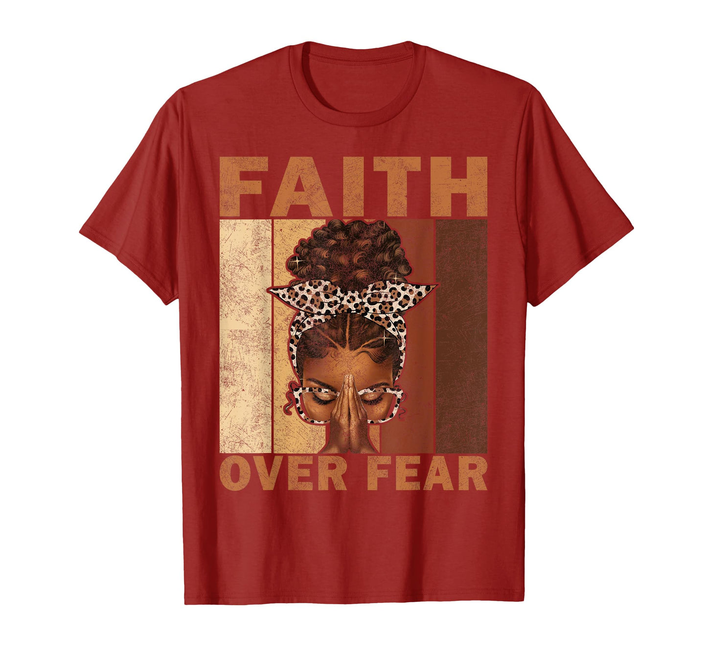 Black Woman Praying Afro African - Faith Over Fear Christian T-Shirt
