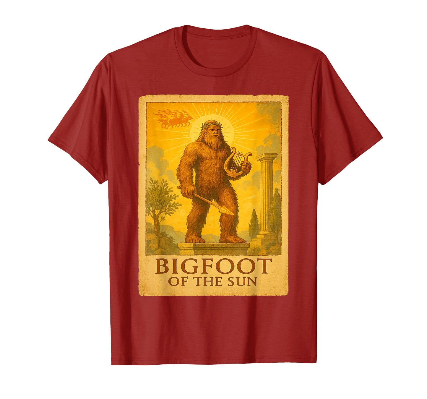 Bigfoot Greek Sun God | Vintage Mythical Sasquatch T-Shirt