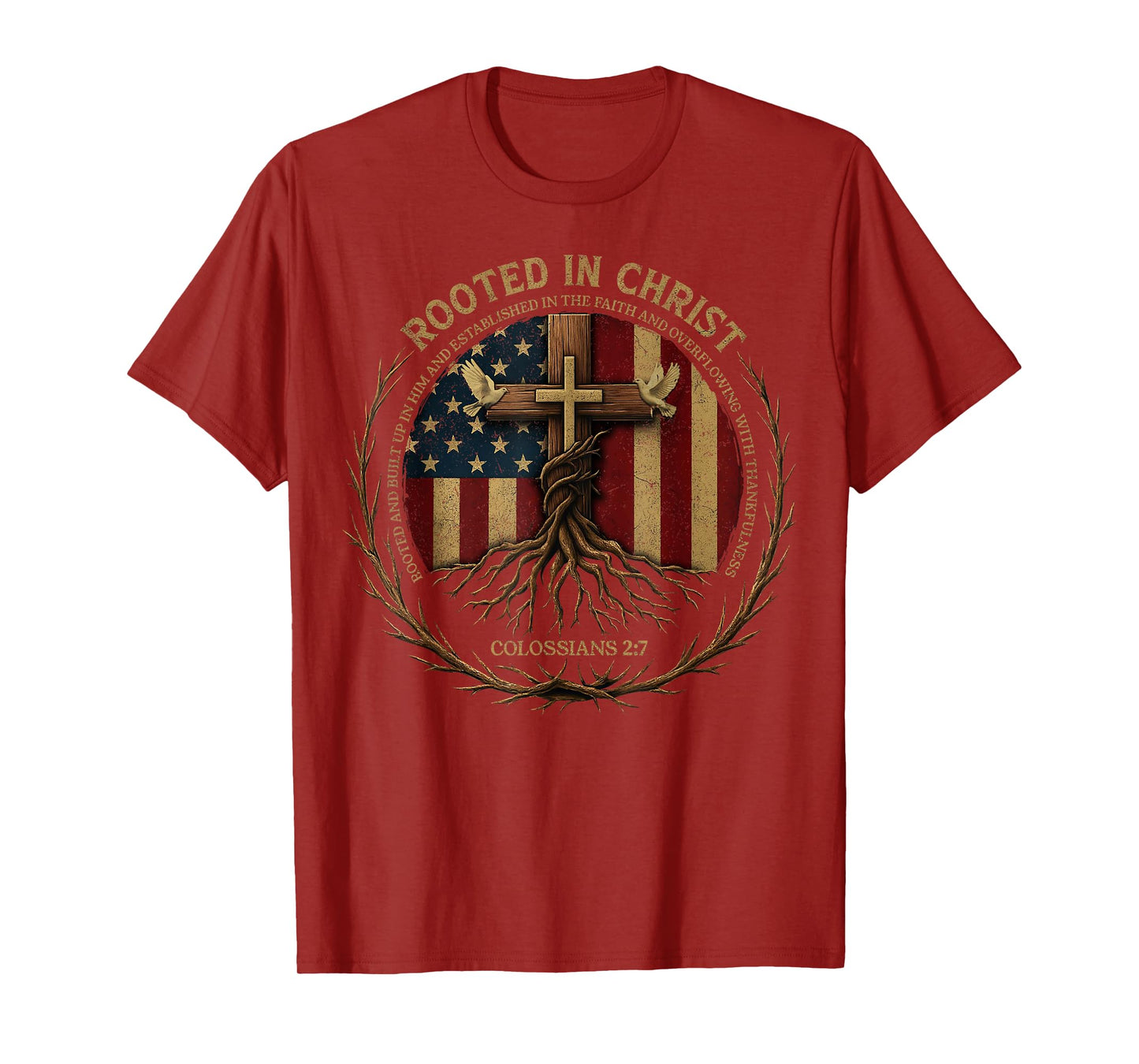 Rooted in Christ Shirt, Jesus Shirts, Cross Christian T-Shirt