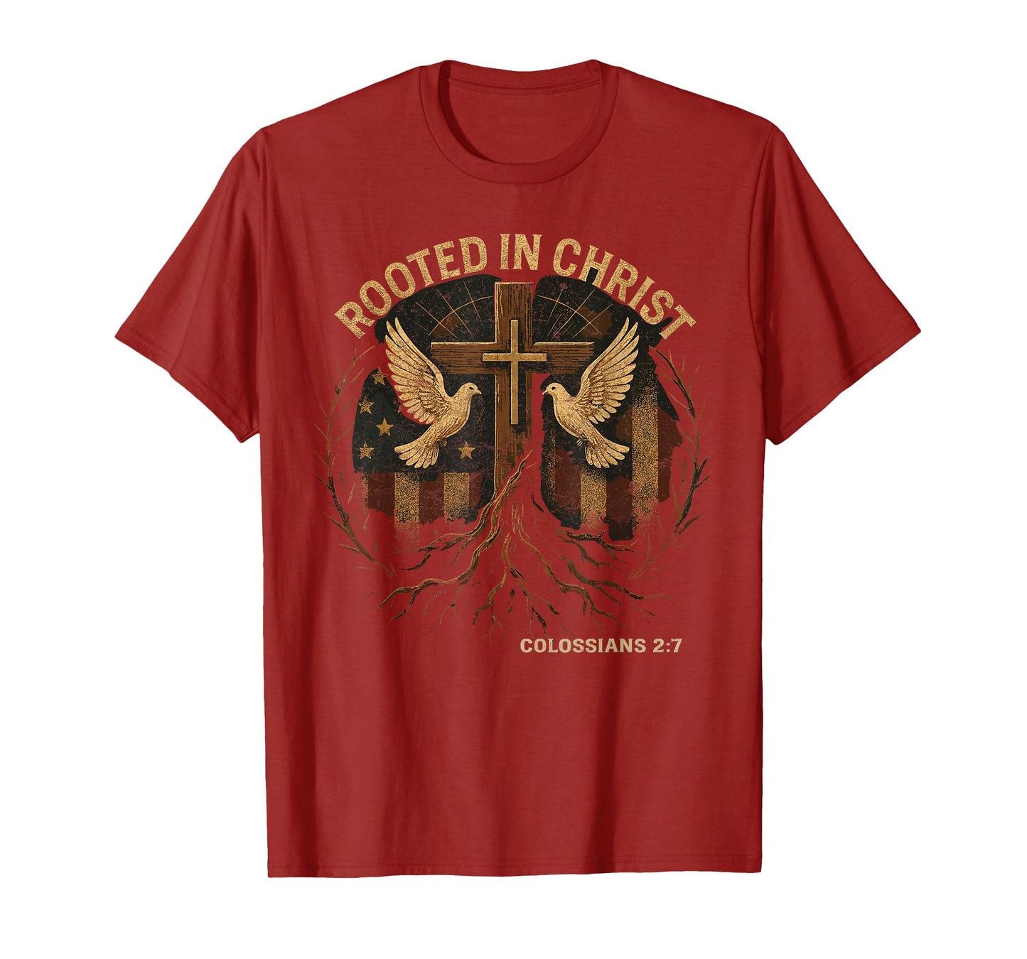 Rooted in Christ Vintage Christian Cross Retro Faith T-Shirt