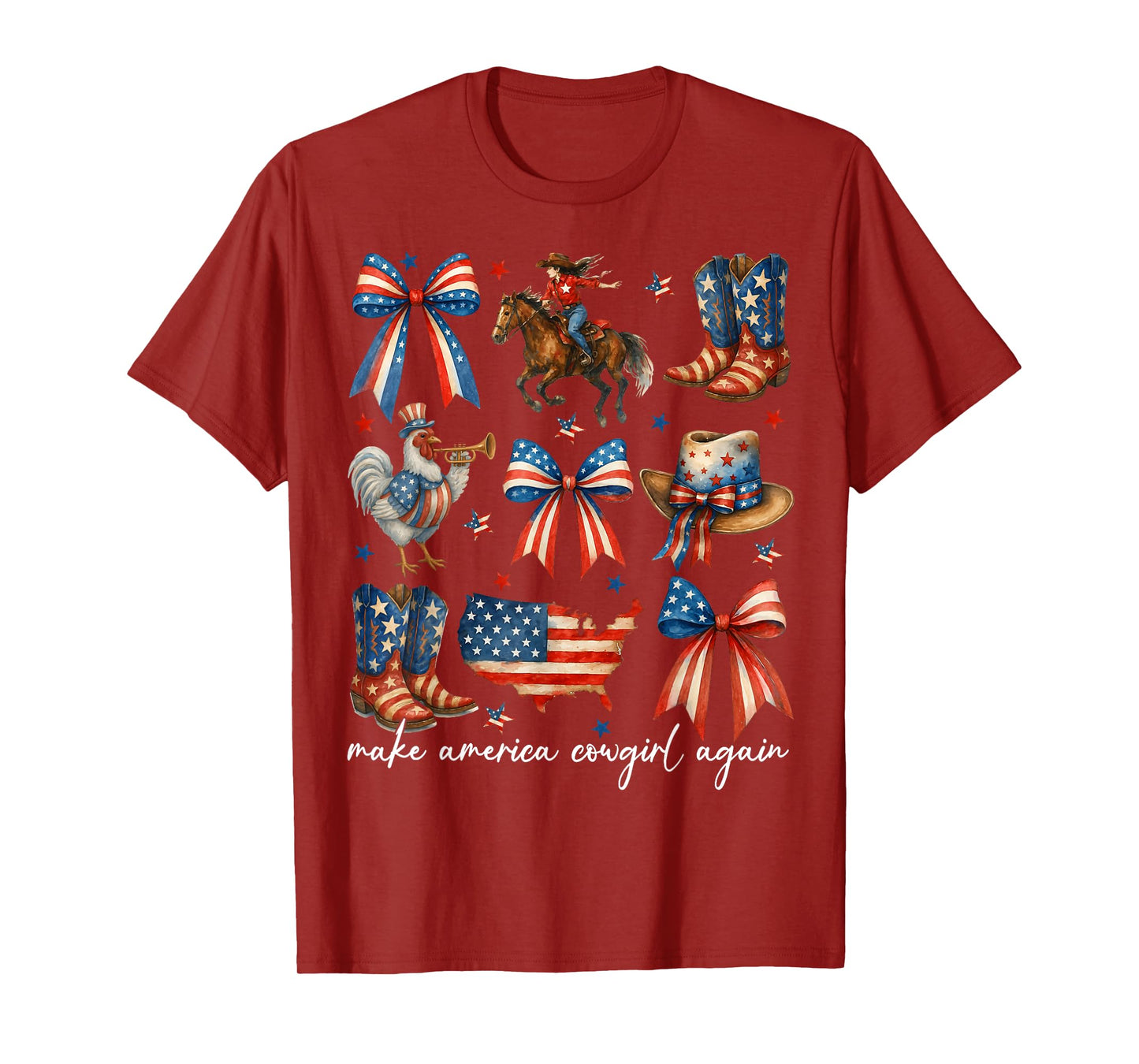 Make America Cowgirl Again 4th of July Coquette Bow Women T-Shirt