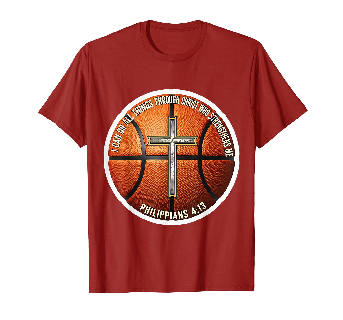 Christian Basketball Bible Verse Quote Philippians 4:13 T-Shirt