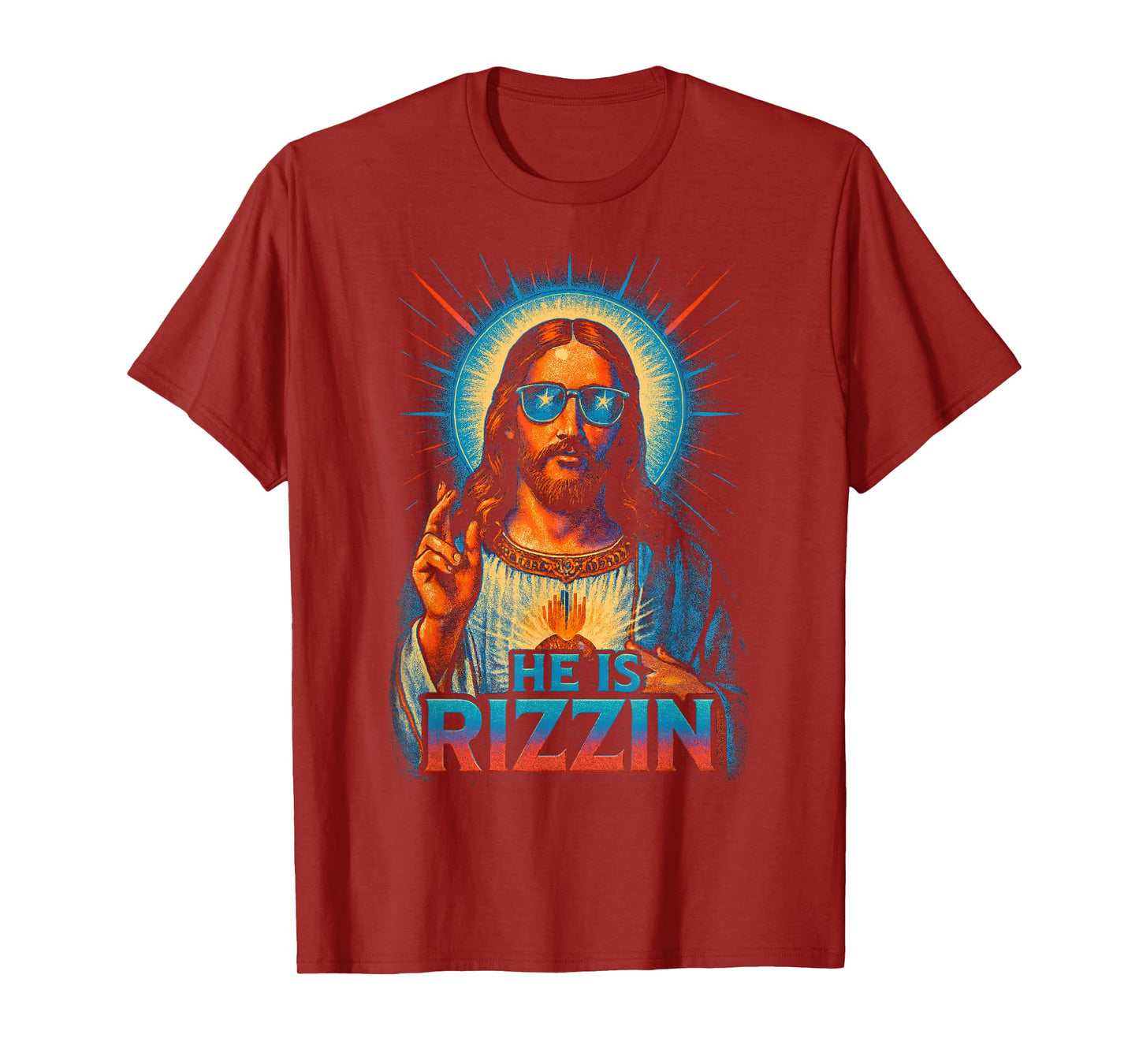 He Is Rizzin Jesus Blessing Gesture Love Easter T-Shirt