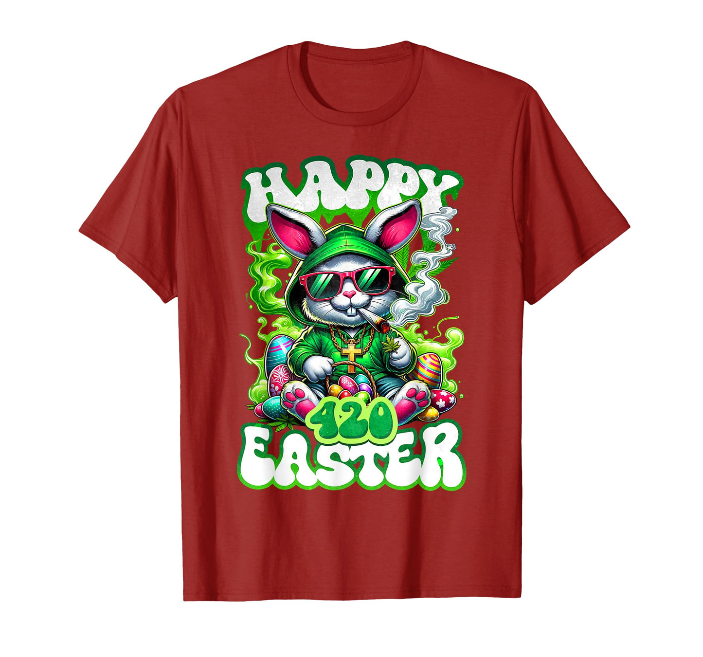 Happy 420 Easter Day Bunny Smoking Weed Marijuana Funny 420 T-Shirt