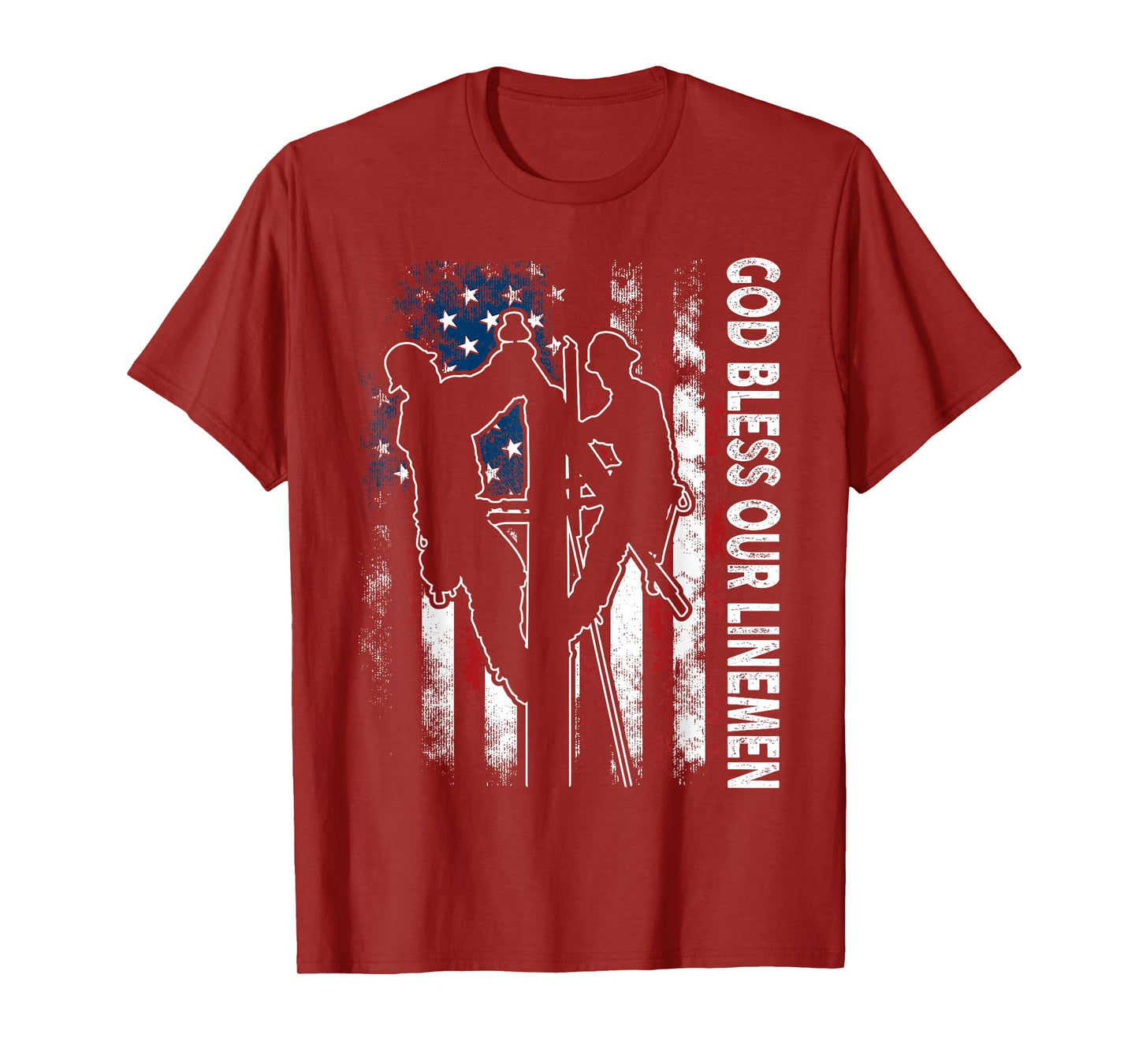 God Bless Our Linemen Cool American Lineman Flag T-Shirt