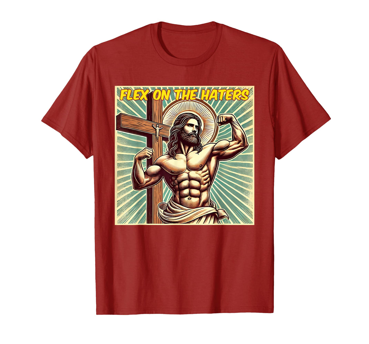 Flex On The Haters Jesus Muscle Christian Gym Weight Lift T-Shirt