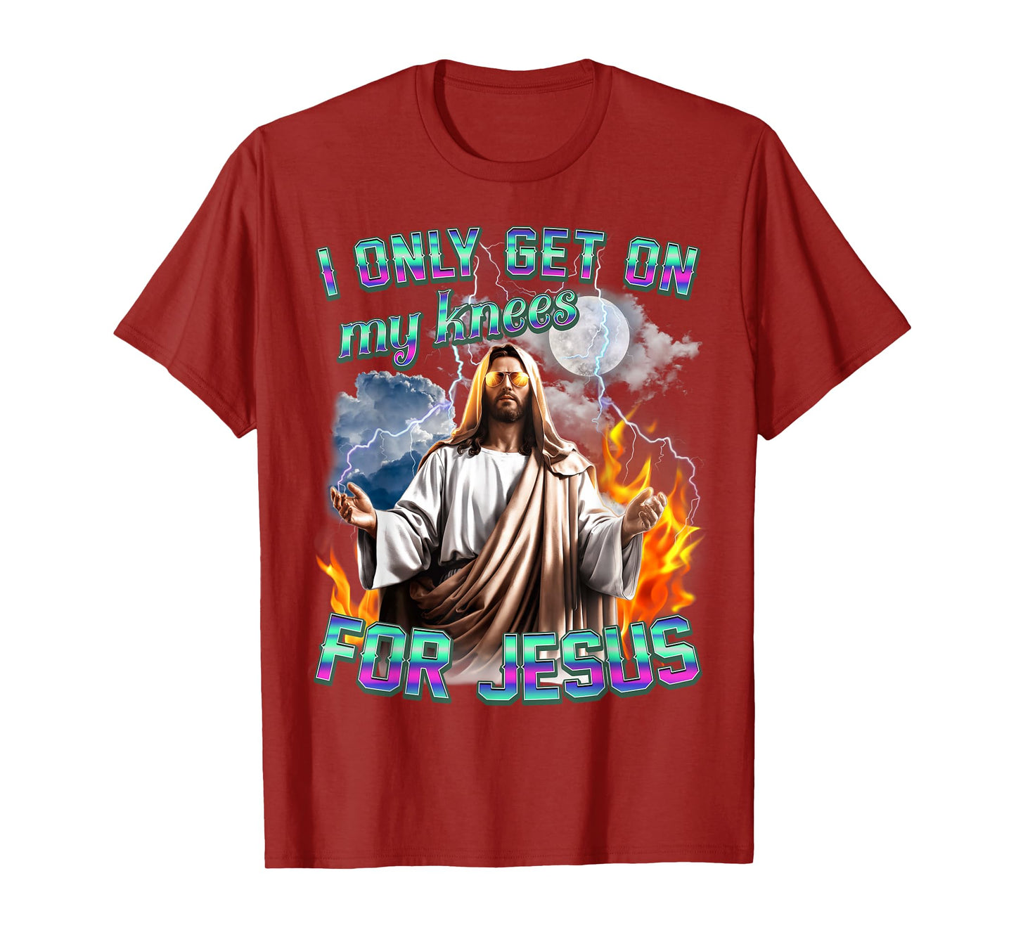 I Only Get On My Knees for Jesus Retro Christian Statement T-Shirt
