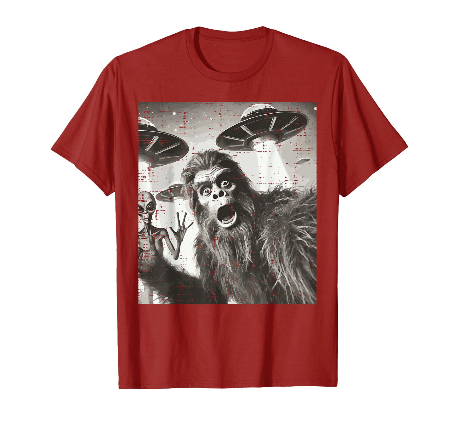 Bigfoot Alien Ufo Selfie Funny Sasquatch Meme Men Women Kids T-Shirt