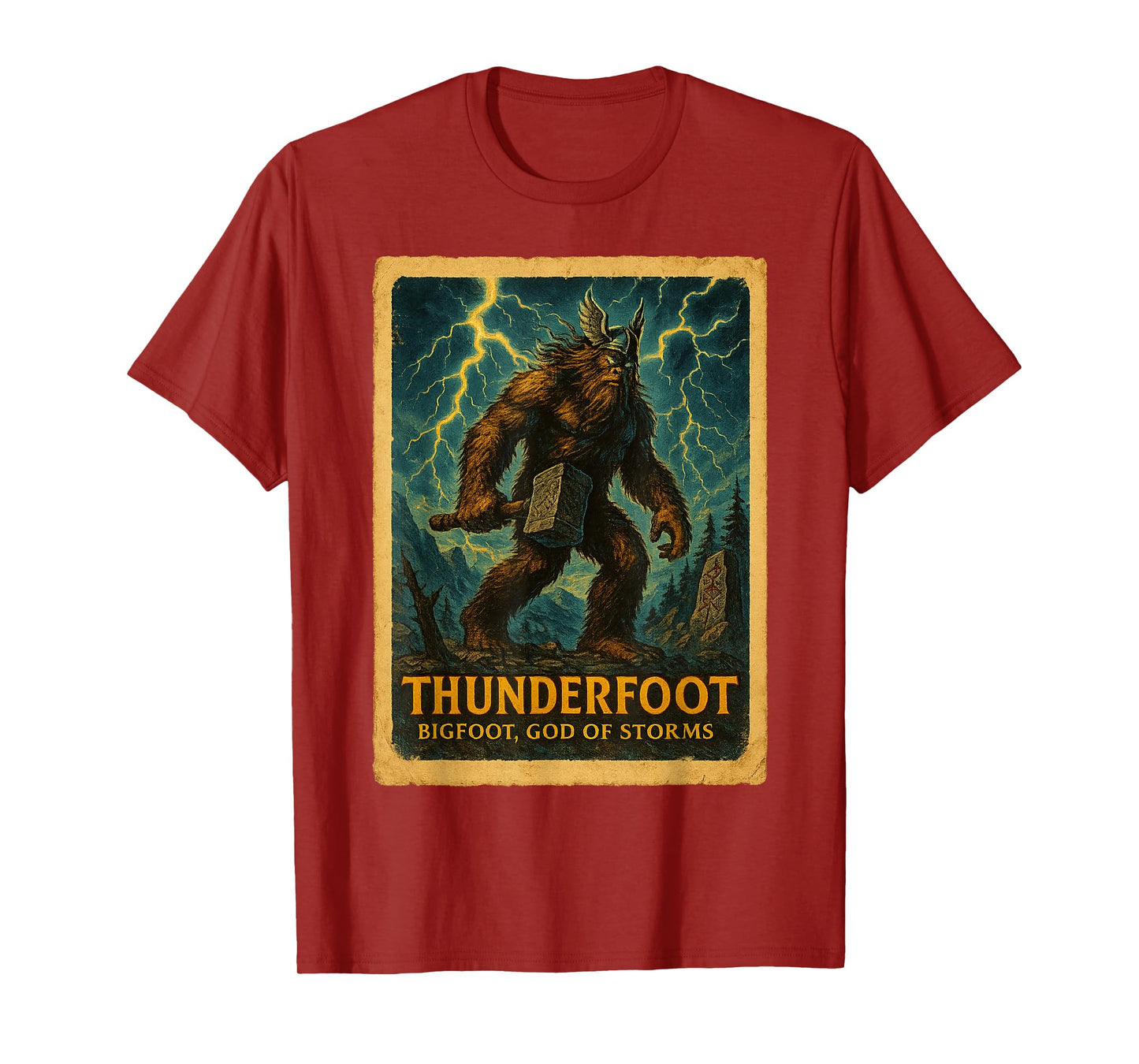 Funny Sasquatch Poster Shirt - Bigfoot Norse God Poster T-Shirt
