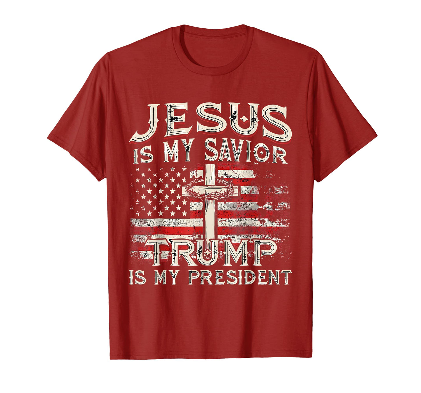 Jesus Is My Savior Trump Is My President Trump 2024 USA Flag T-Shirt