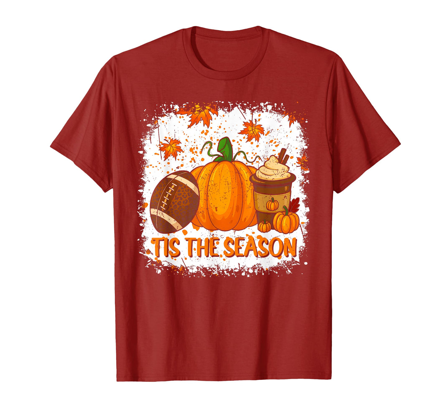 Pumpkin Spice Football Tis The Season Fall Thanksgiving T-Shirt