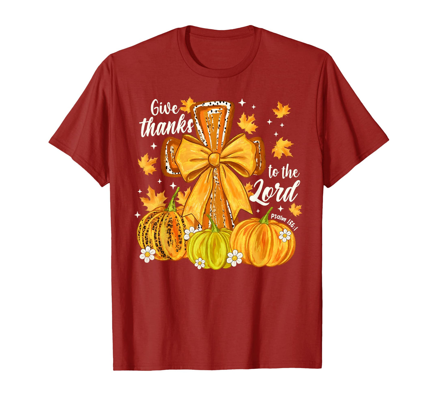 Fall for Jesus He Never Leaves Christian Faith Cross Pumpkin T-Shirt