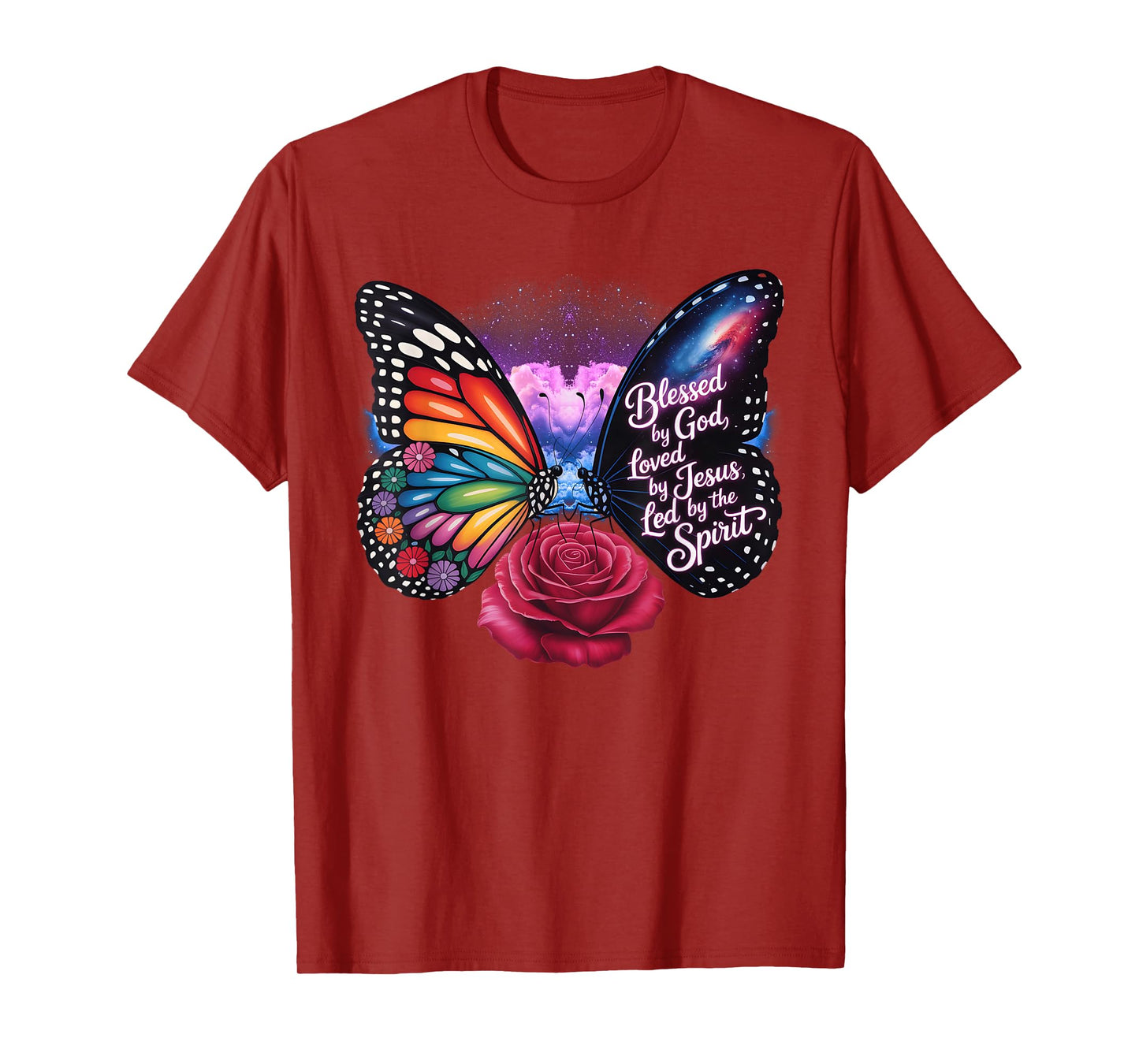 Blessed by God Butterfly Loved by Jesus Led by The Spirit T-Shirt