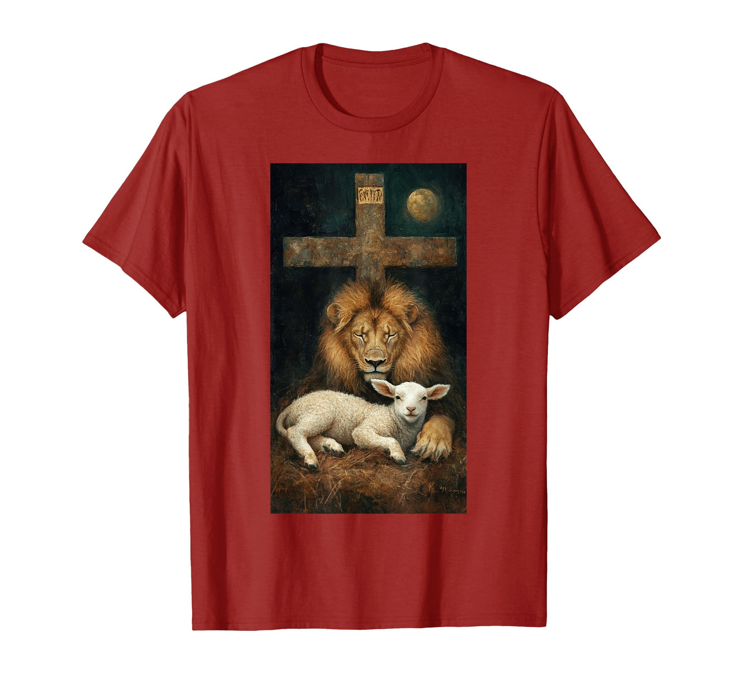 Christianity Lion Lamb Christian art Faith Peace T-Shirt