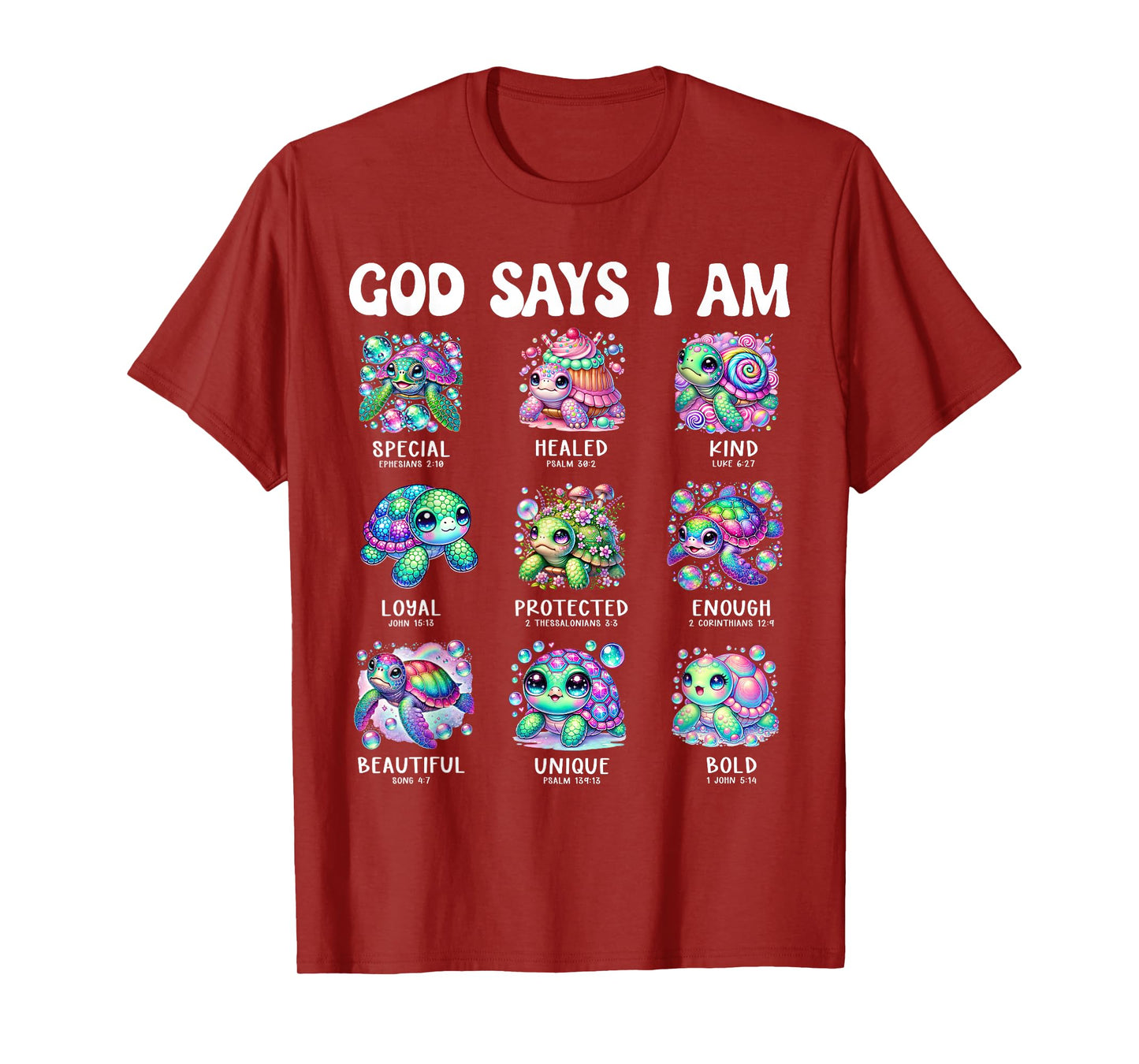 God Says I Am Cute Sea Turtle Scripture Design T-Shirt