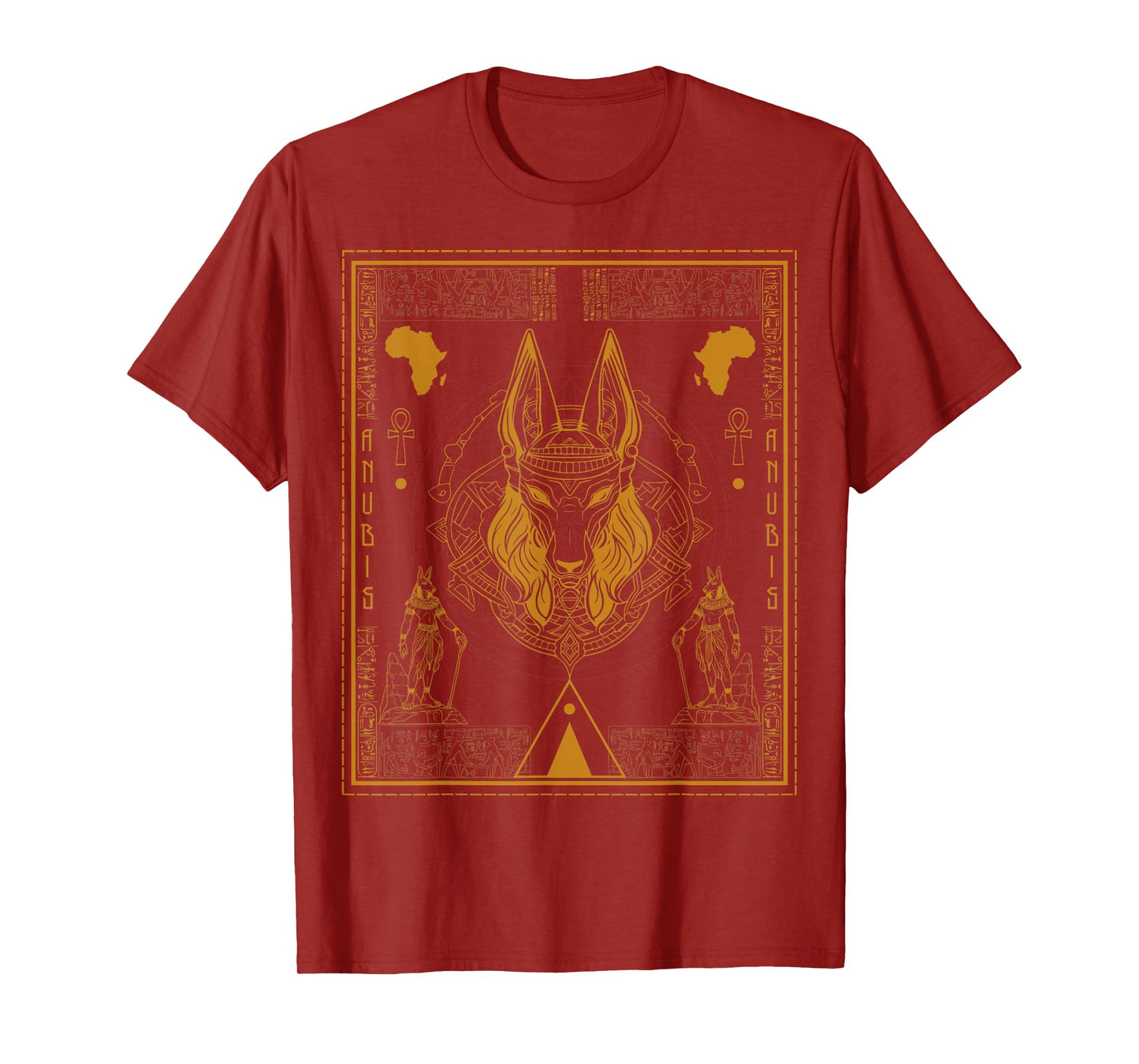 Sacred Geometry Science Egyptian God Anubis Kemetic Ankh T-Shirt