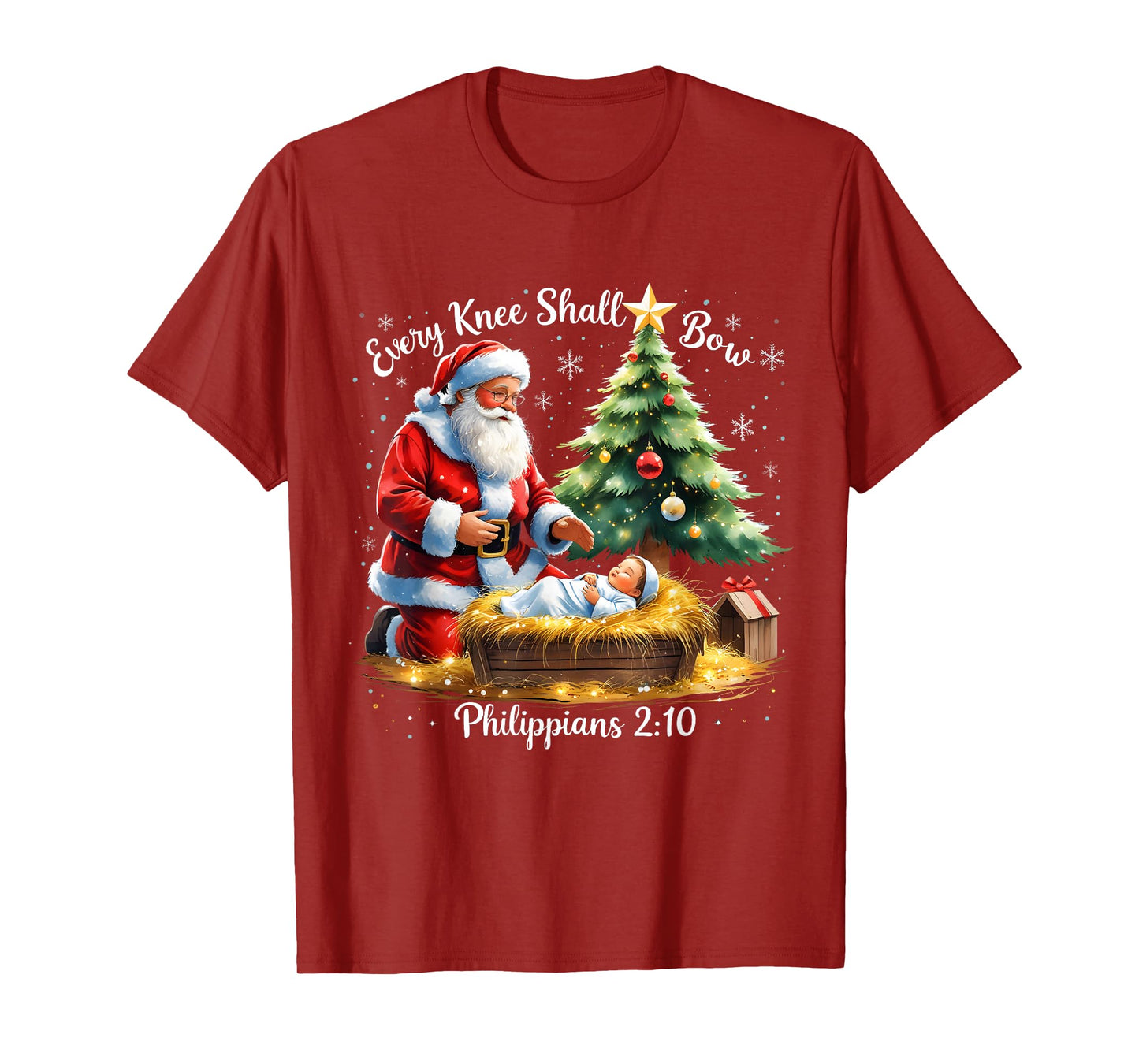 Every Knee Shall Bow Philippians 2:10 Christmas T-Shirt