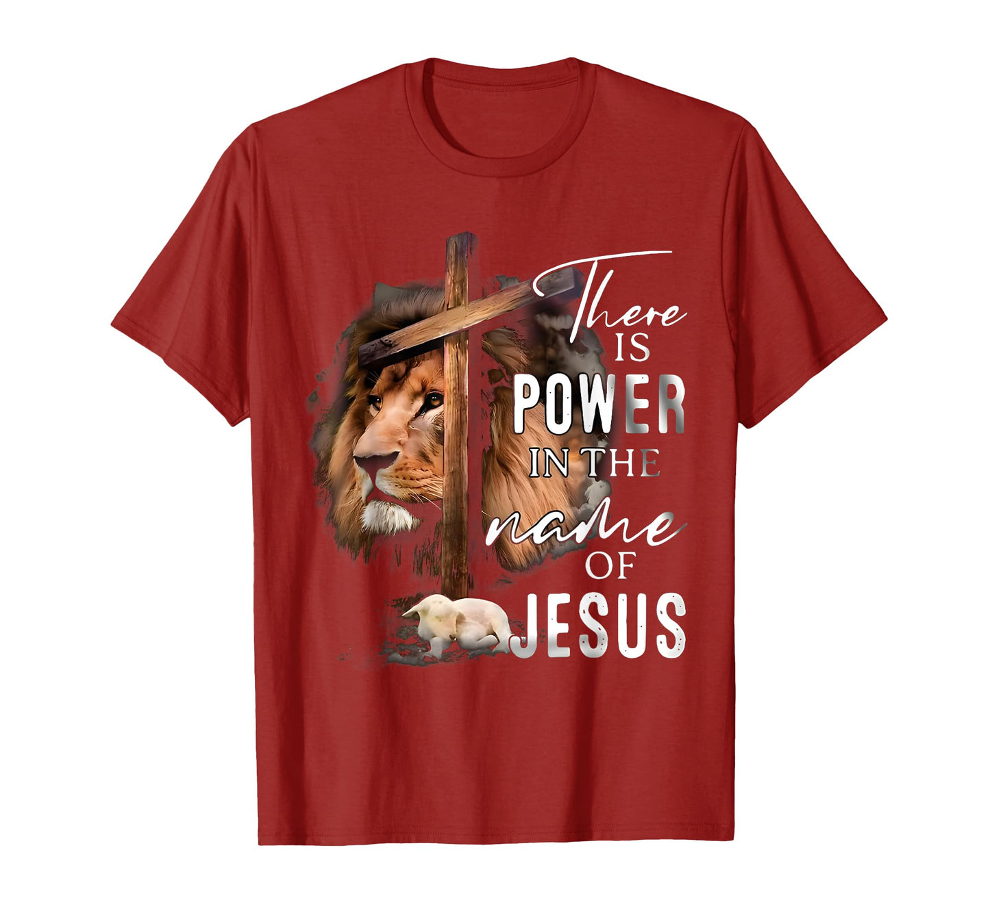 There is Power in the Name Jesus Faith Lion Christian Christ T-Shirt