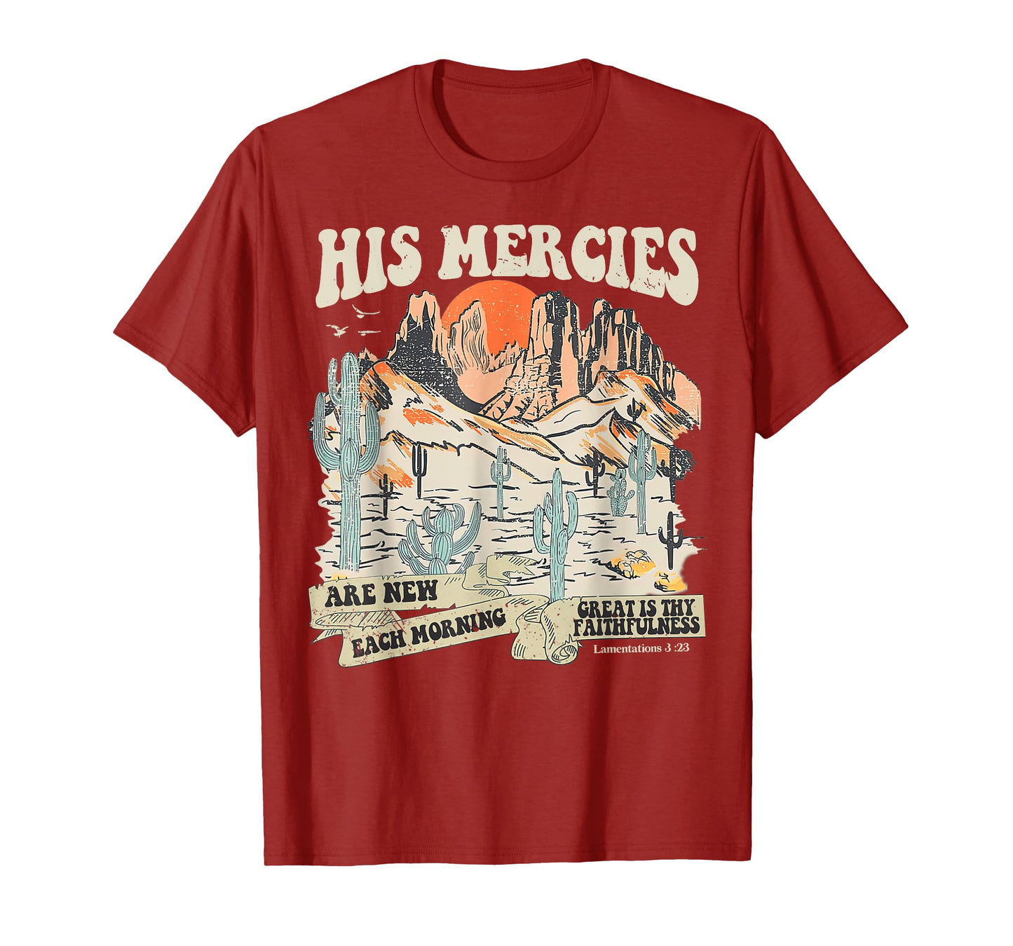 Boho Christian Jesus Faith Based His Mercies Are New T-Shirt