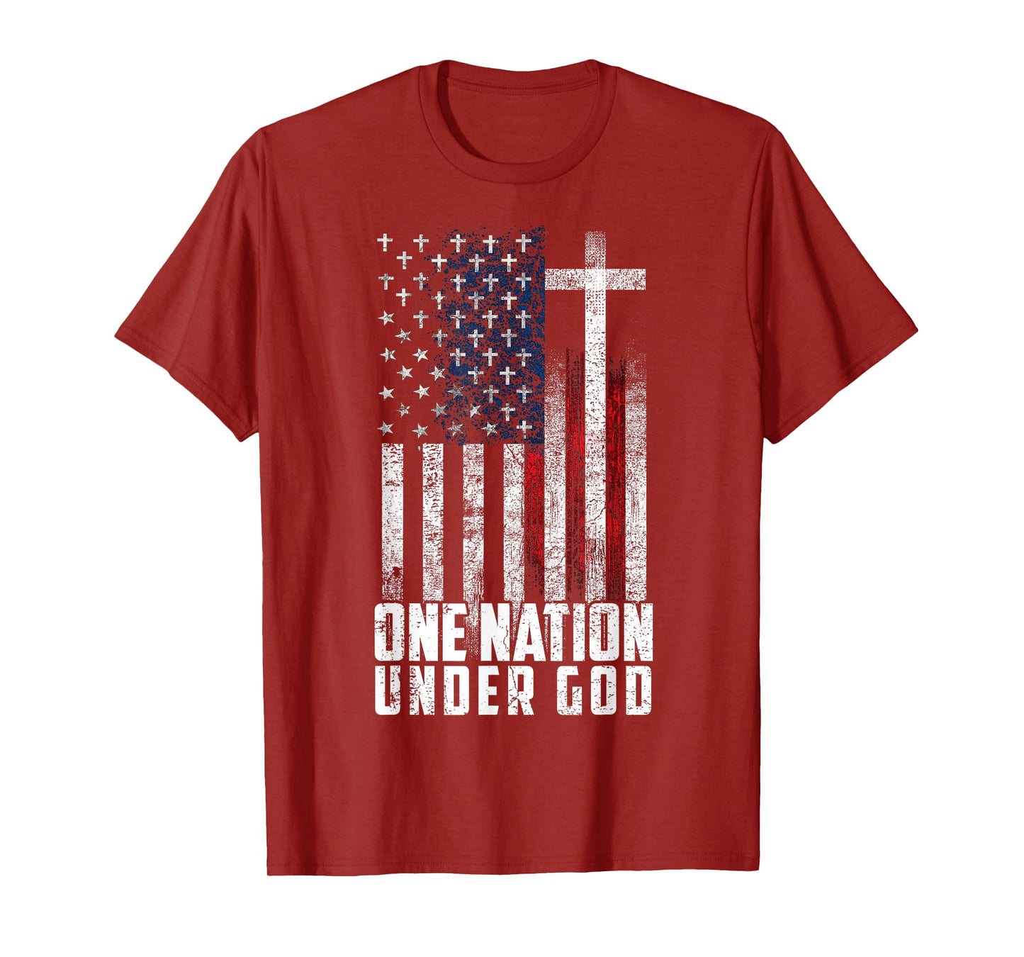One Nation Under God Flag 4th Of July Patriotic Christian T-Shirt
