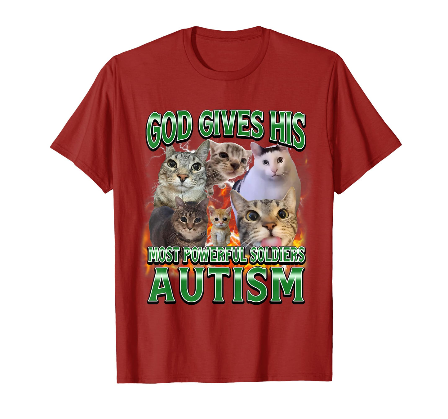 God Gives His Most Powerful Autism Funny Cat Meme Bootleg T-Shirt