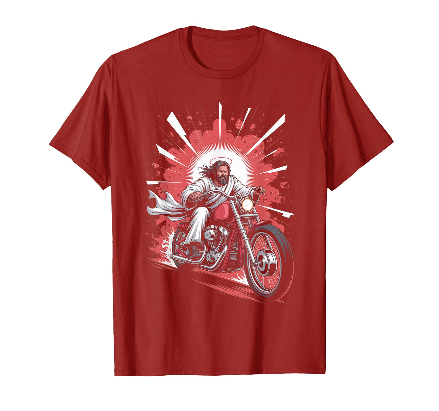 Jesus Biker Riding Motorcycle Men Vintage Outfit God Rider T-Shirt