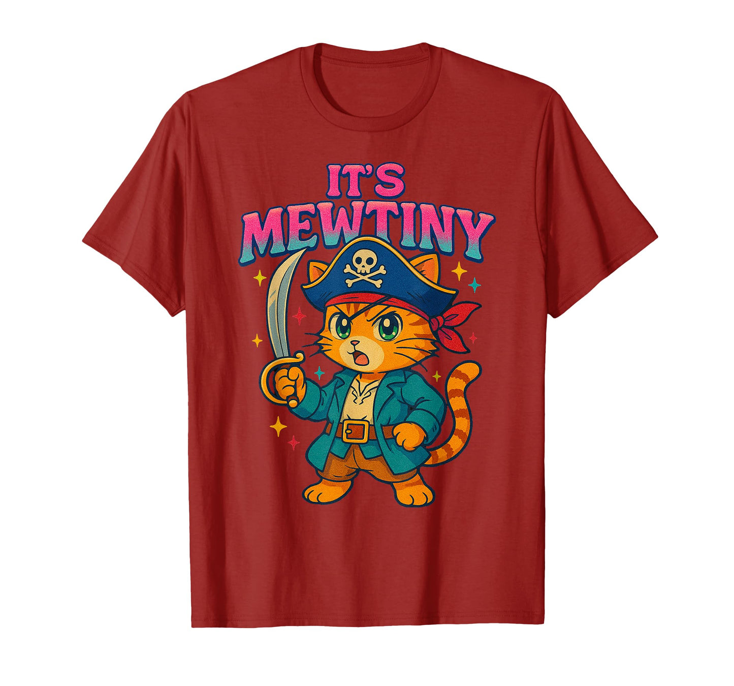 Funny It's Mewtiny Pirate Cat Pun Dad Joke T-Shirt