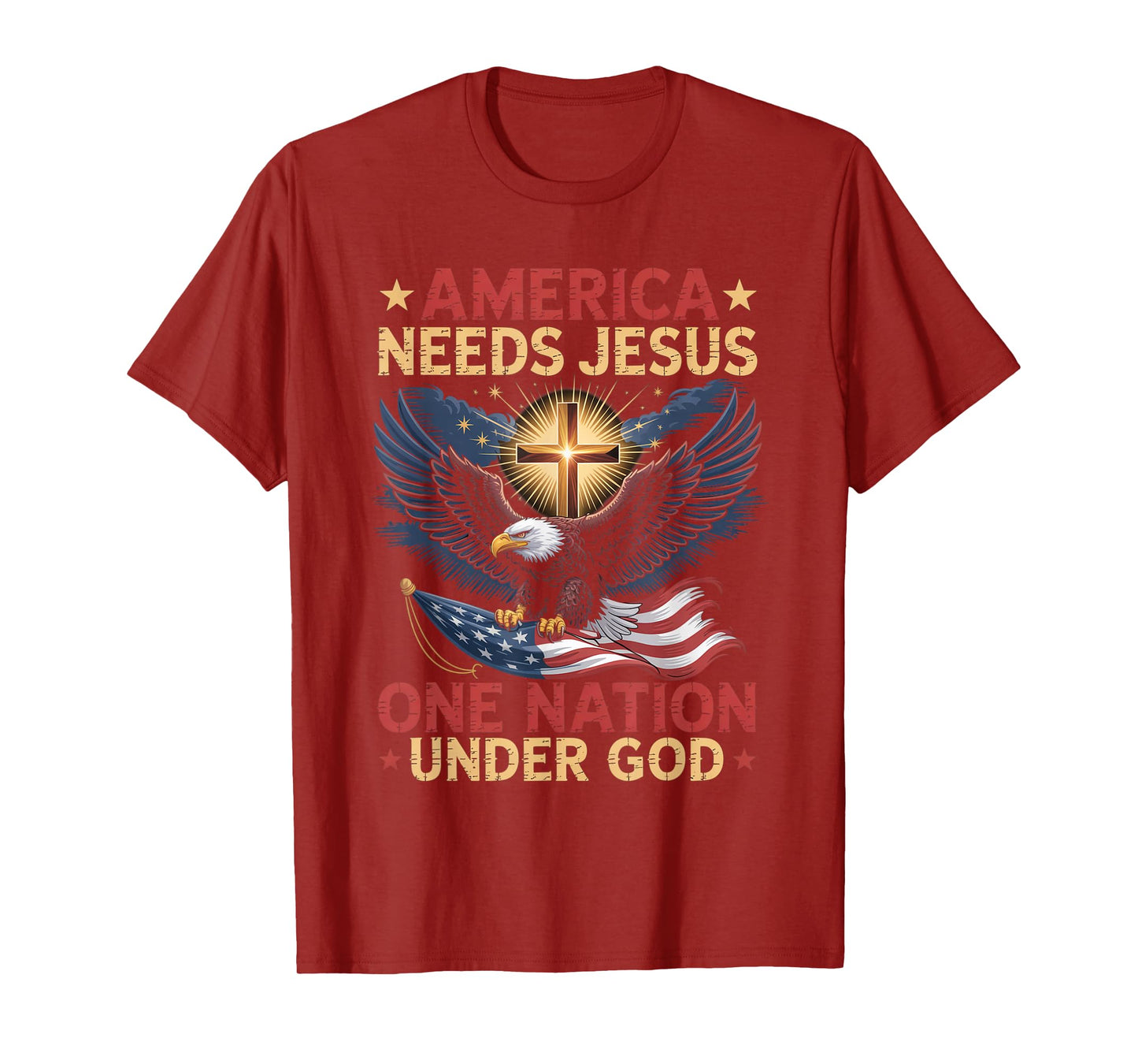 America Needs Jesus One Nation Under God Eagle Christian T-Shirt