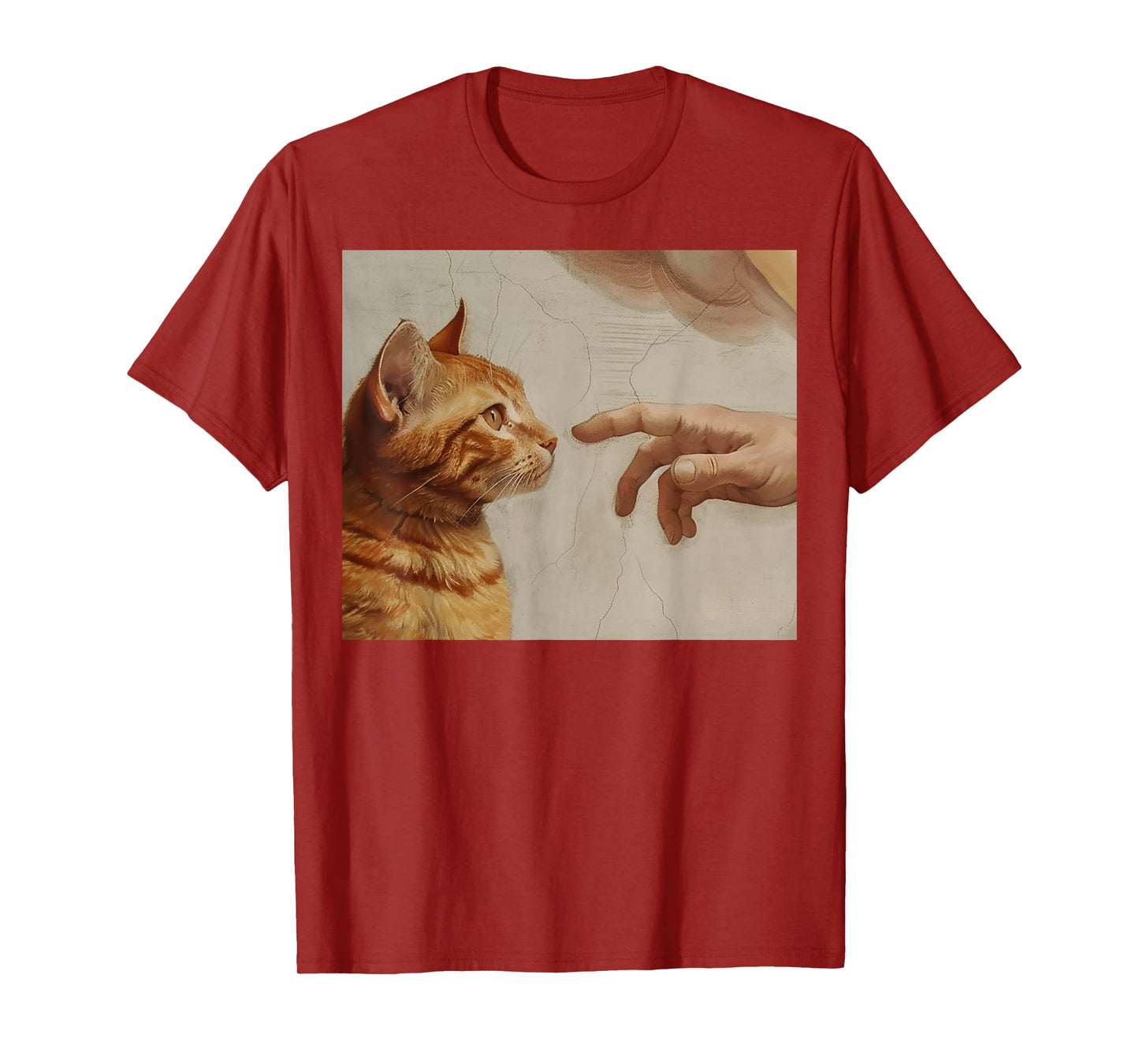 Michelangelo God Creating Cat Hands Vintage Art T-Shirt for Men Women
