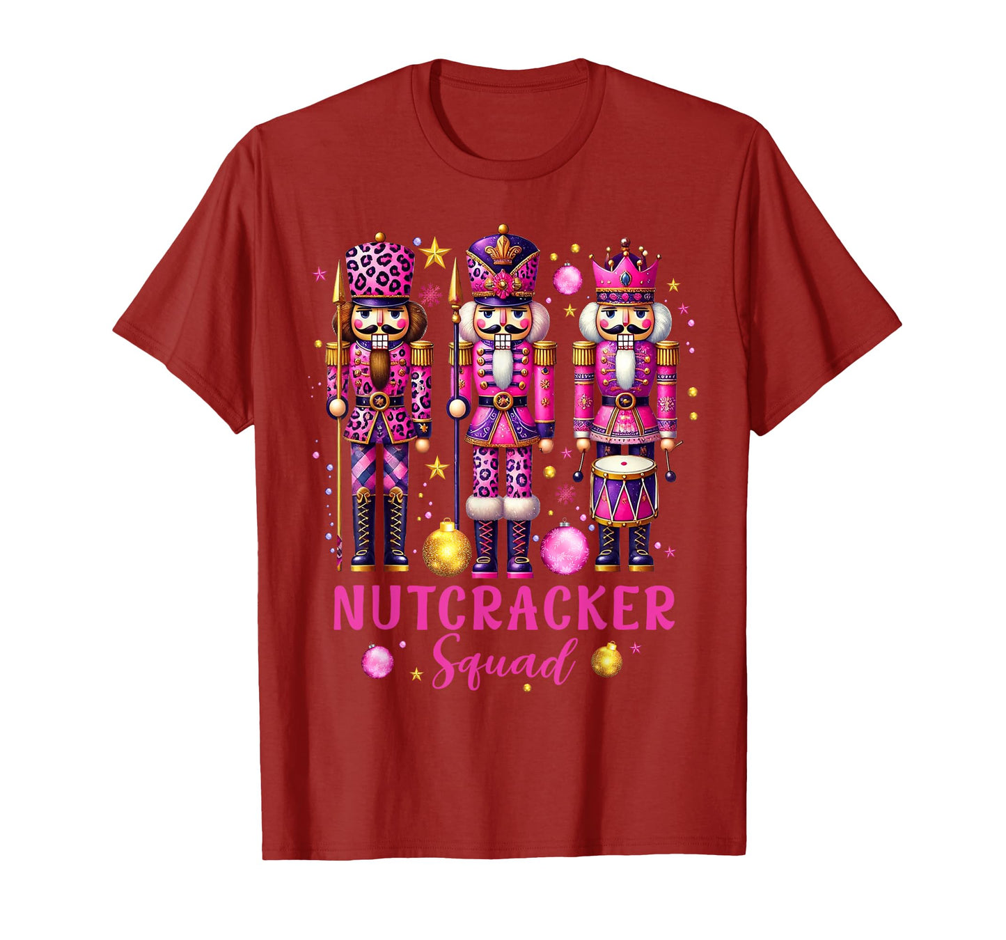 Leopard Nutcracker Squad Pink Christmas 2024 Pajamas Women T-Shirt