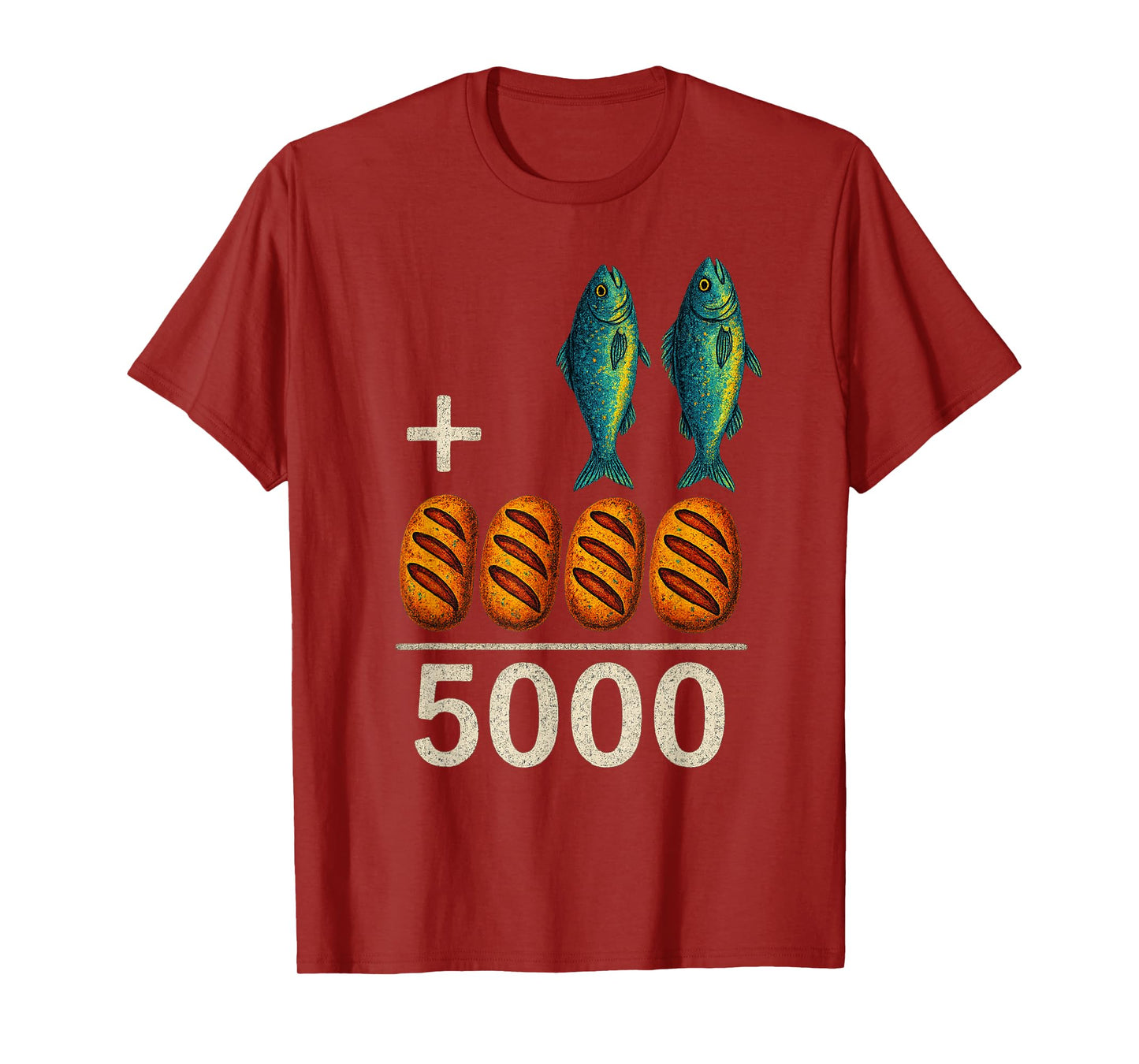 2 Fishes 5 Breads Jesus Feeds The 5000 Christian Bible T-Shirt