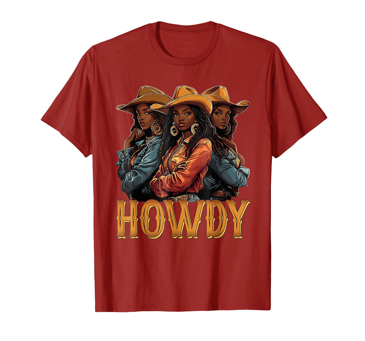 Howdy Retro Western Melanin Black Cowgirl African Women T-Shirt