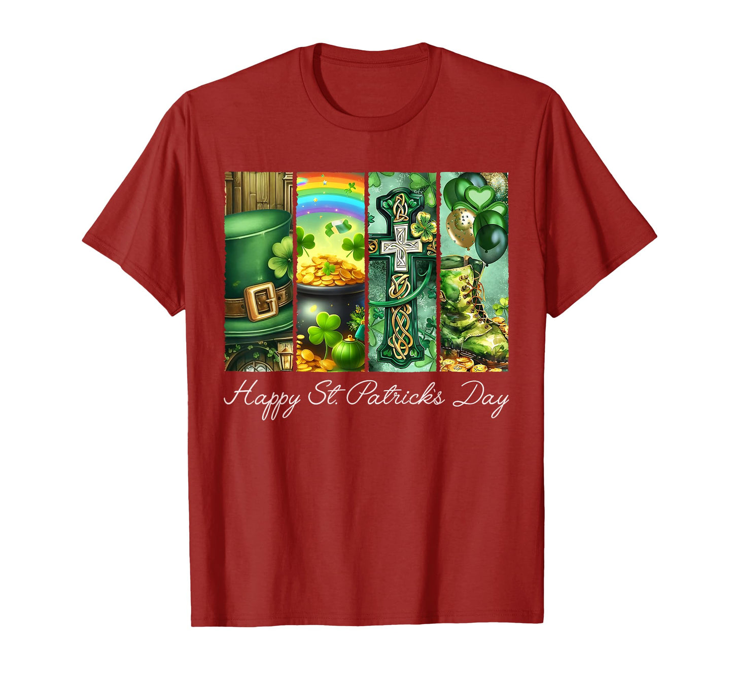 Happy St. Patrick’s Day Christian Celtic Cross and Shamrocks T-Shirt