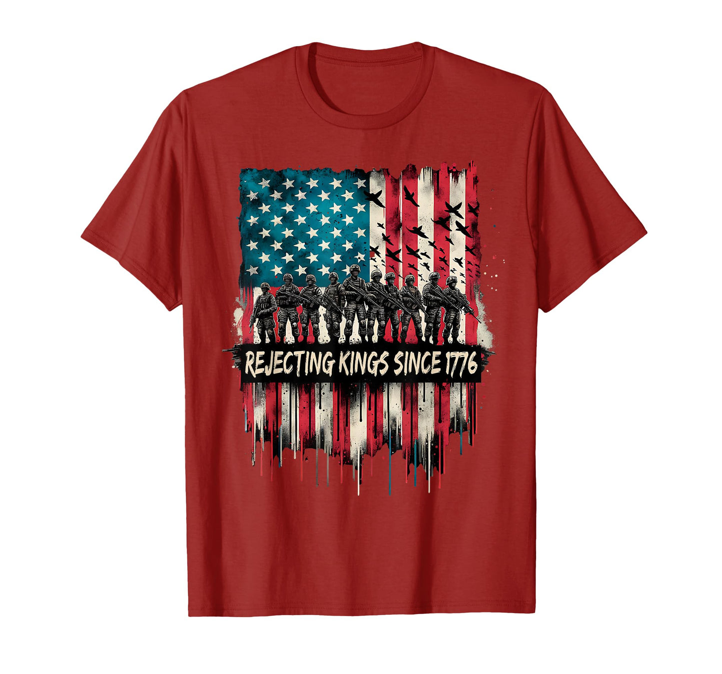 Rejecting Kings Since 1776 Patriotic USA Flag 4th Of July T-Shirt