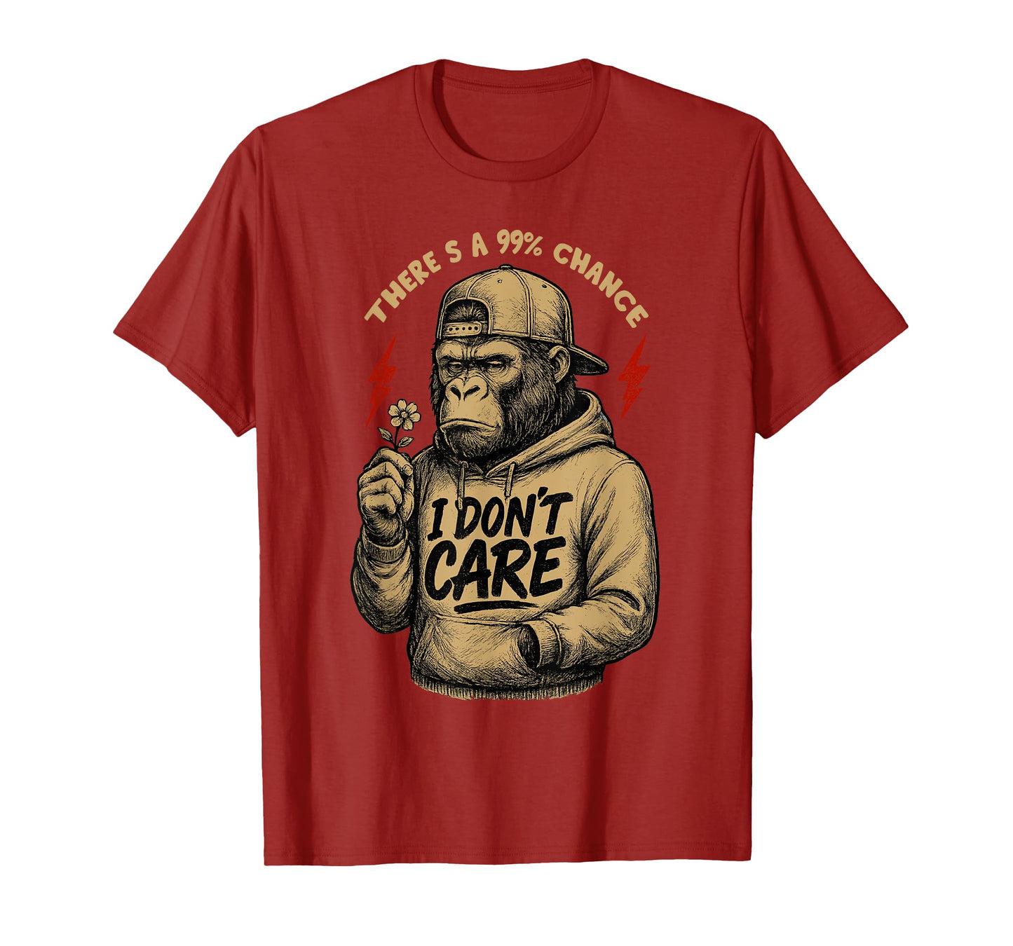 There's A 99% Chance I Don't Care Funny Monkey Men T-Shirt