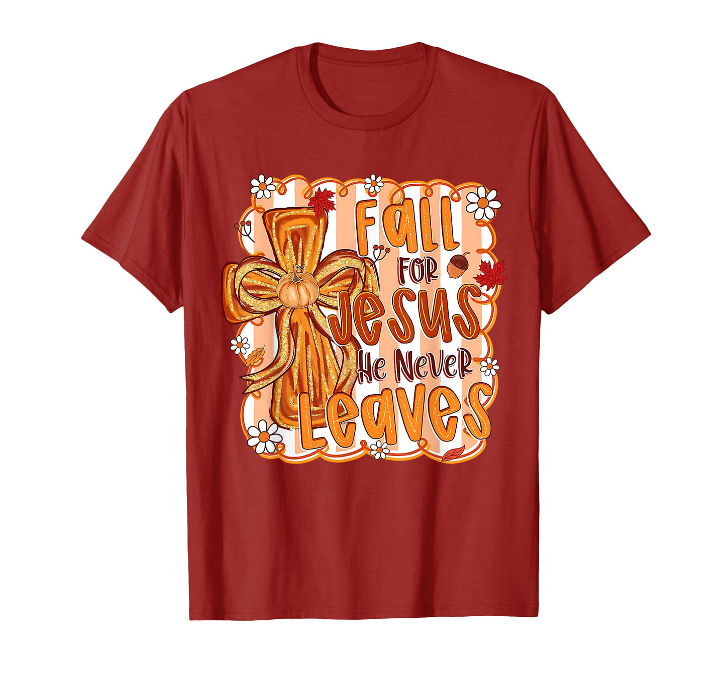 Fall for Jesus Floral Christian Fall Preppy Autumn Pumpkin T-Shirt