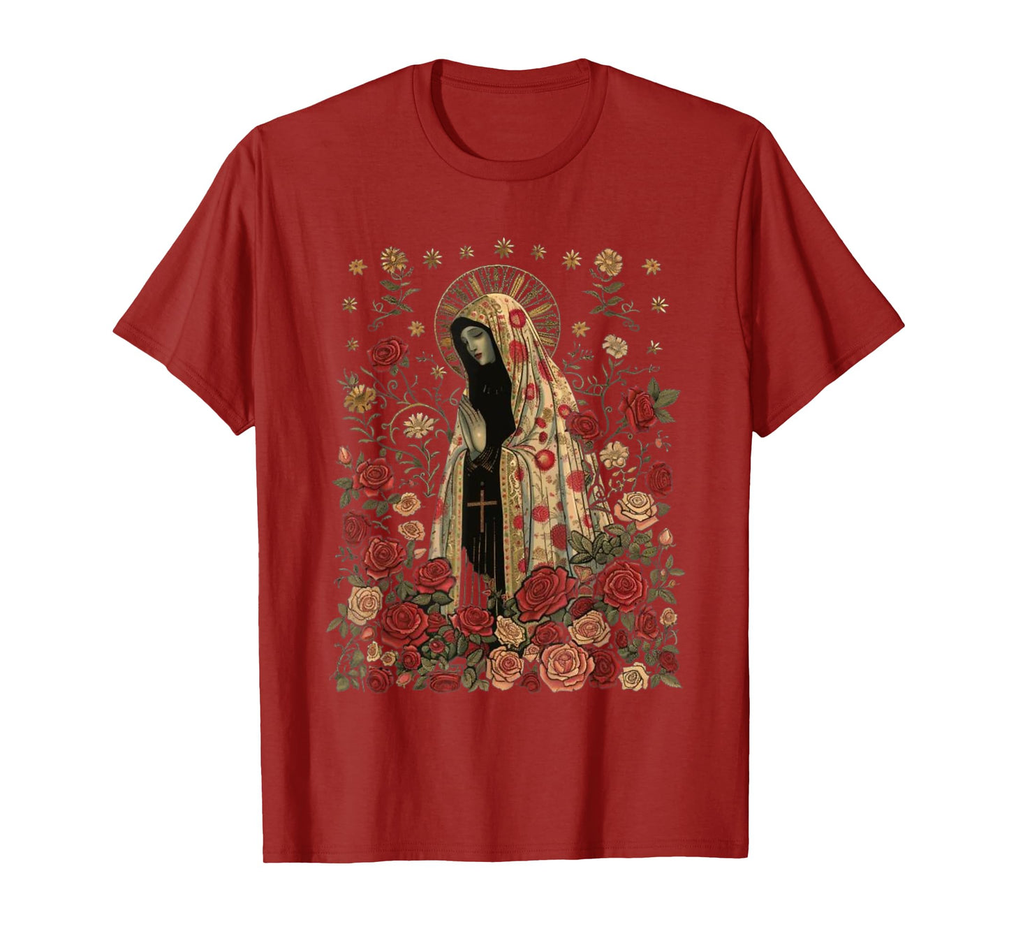 Our Lady of Fatima with Rosary, Catholics, Christians T-Shirt