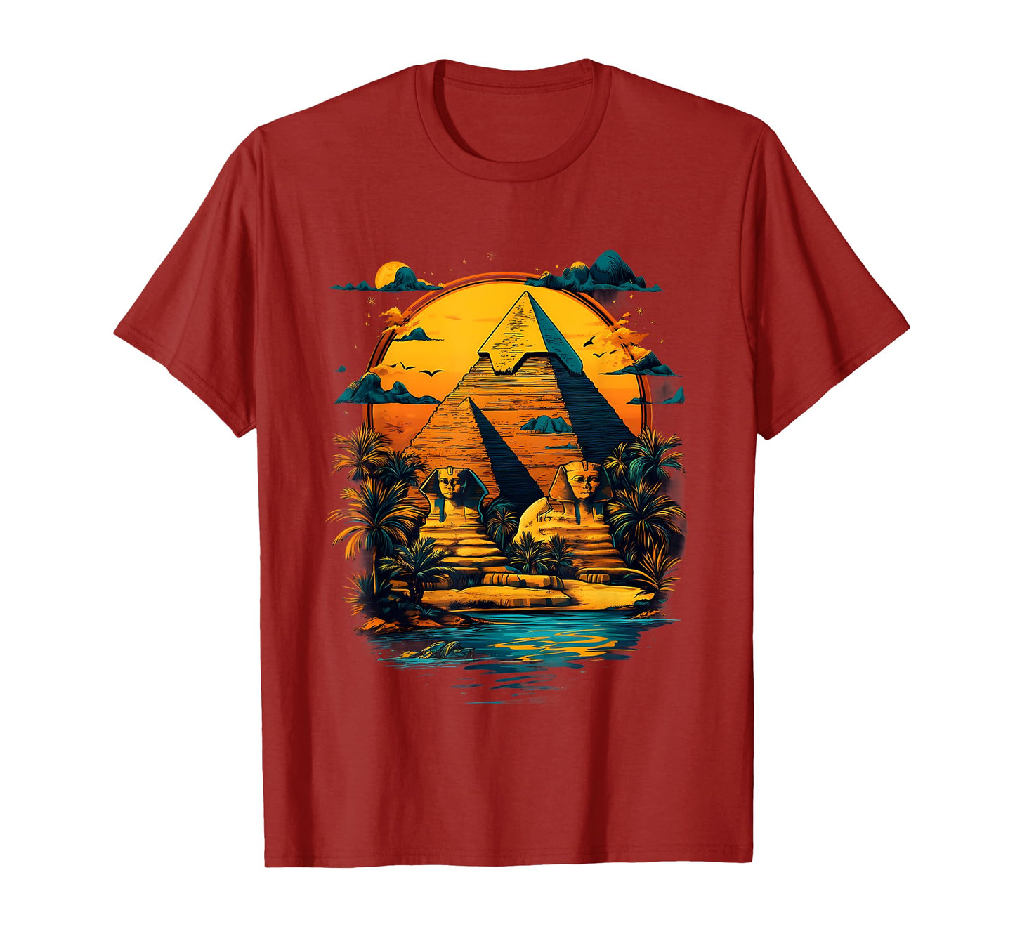 Ancient Egypt Sphinx Pyramid Sunset Tutankhamun Egyptian God T-Shirt