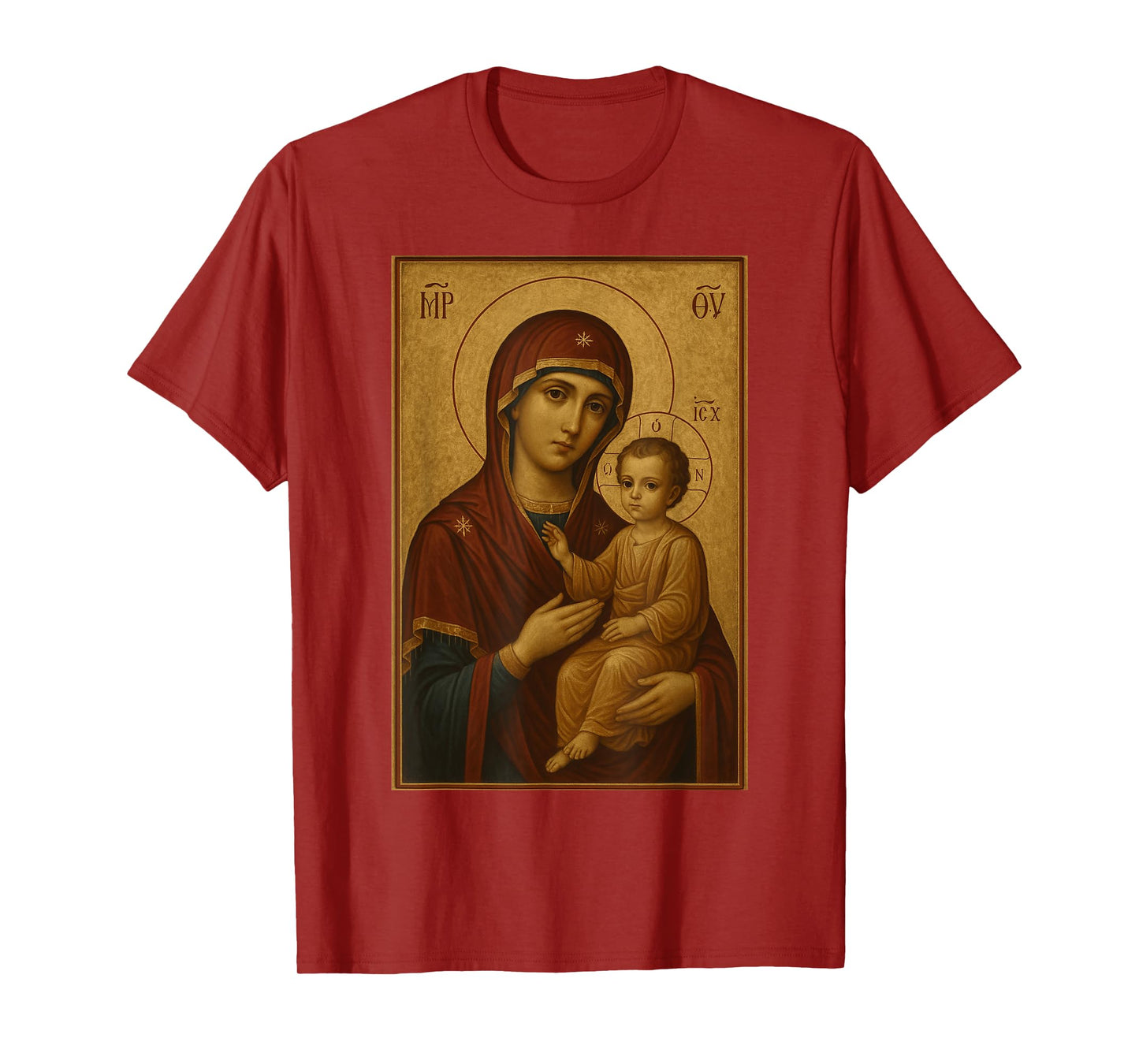 Orthodox Icon of Virgin Mary with Jesus - Theotokos T-Shirt