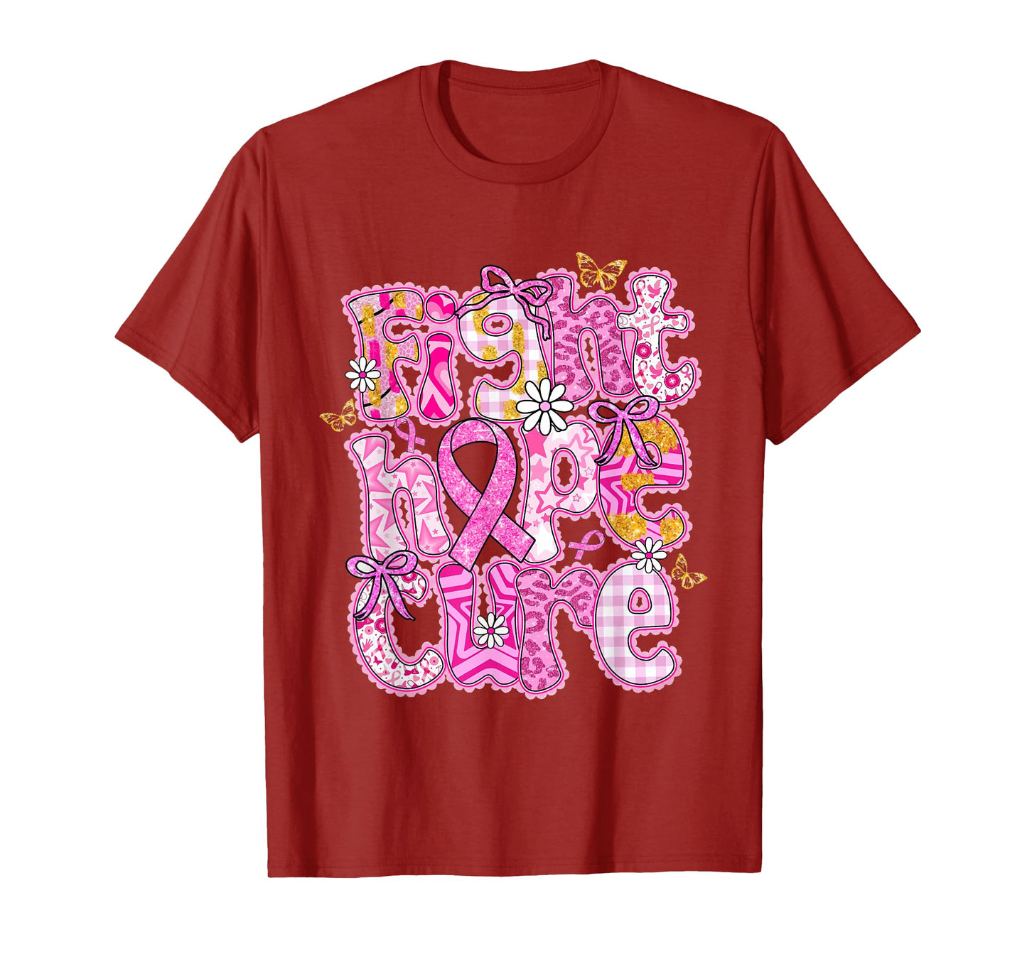 Faith Hope Cure Breast Cancer Survivor Awareness Pink Ribbon T-Shirt