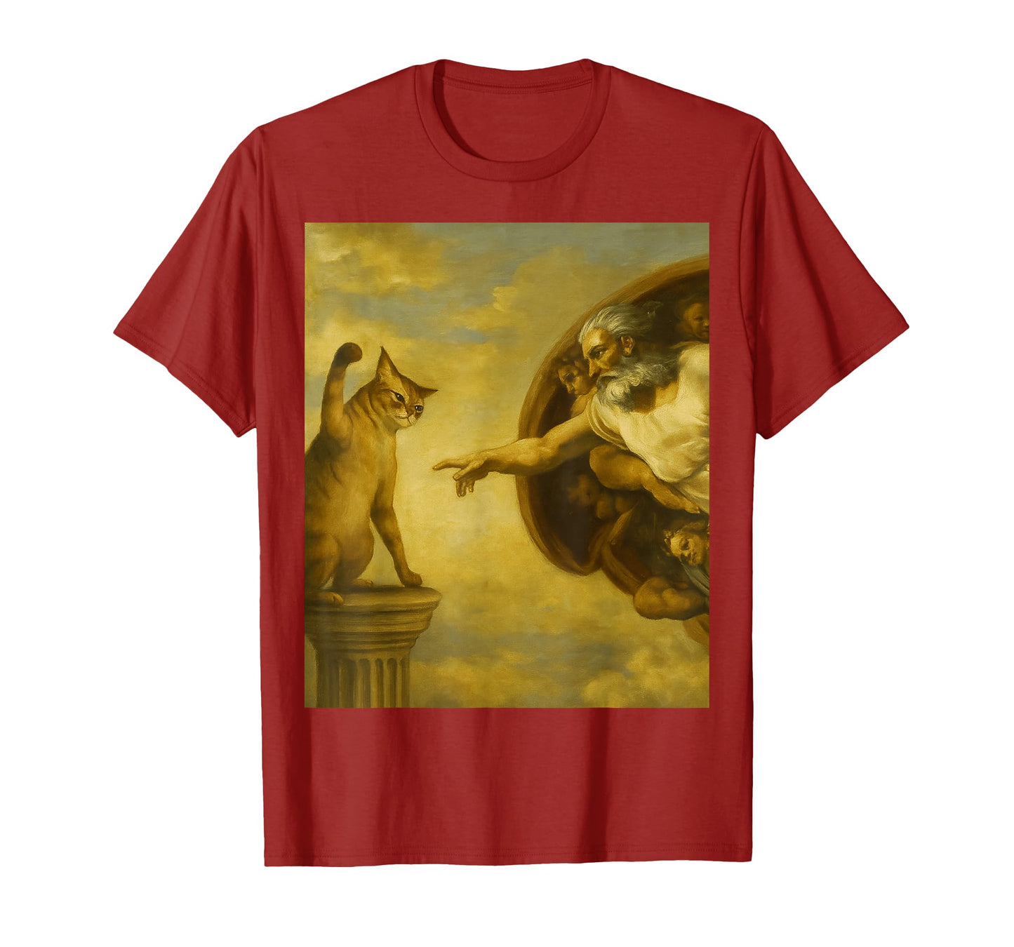 HUGvyn Funny Cat Lovers Jesus Meme Cat God Creation of Adam T-Shirt