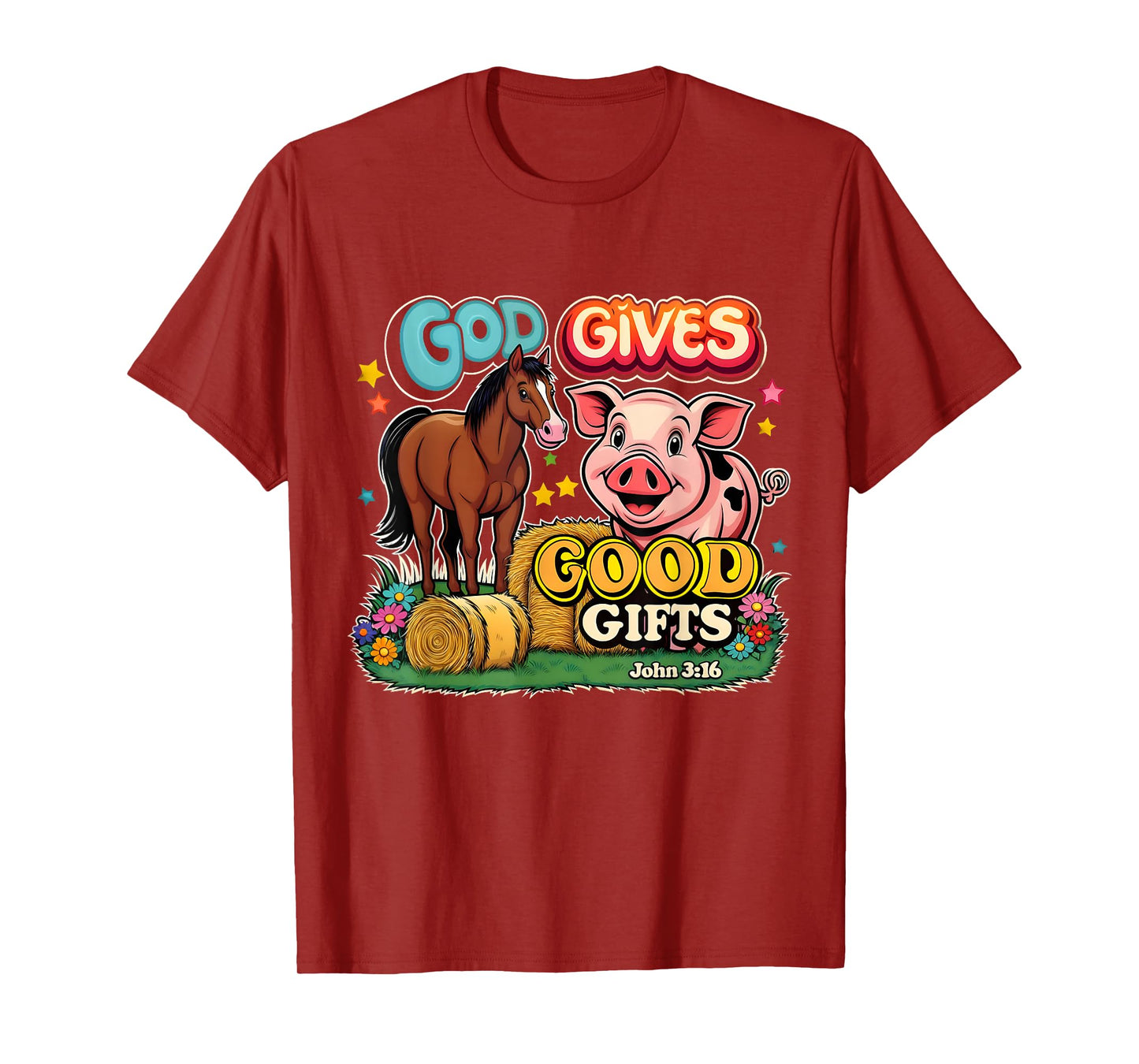 God Gives Good Gifts Farm Bible Verse Yee Haw VBS 2025 T-Shirt