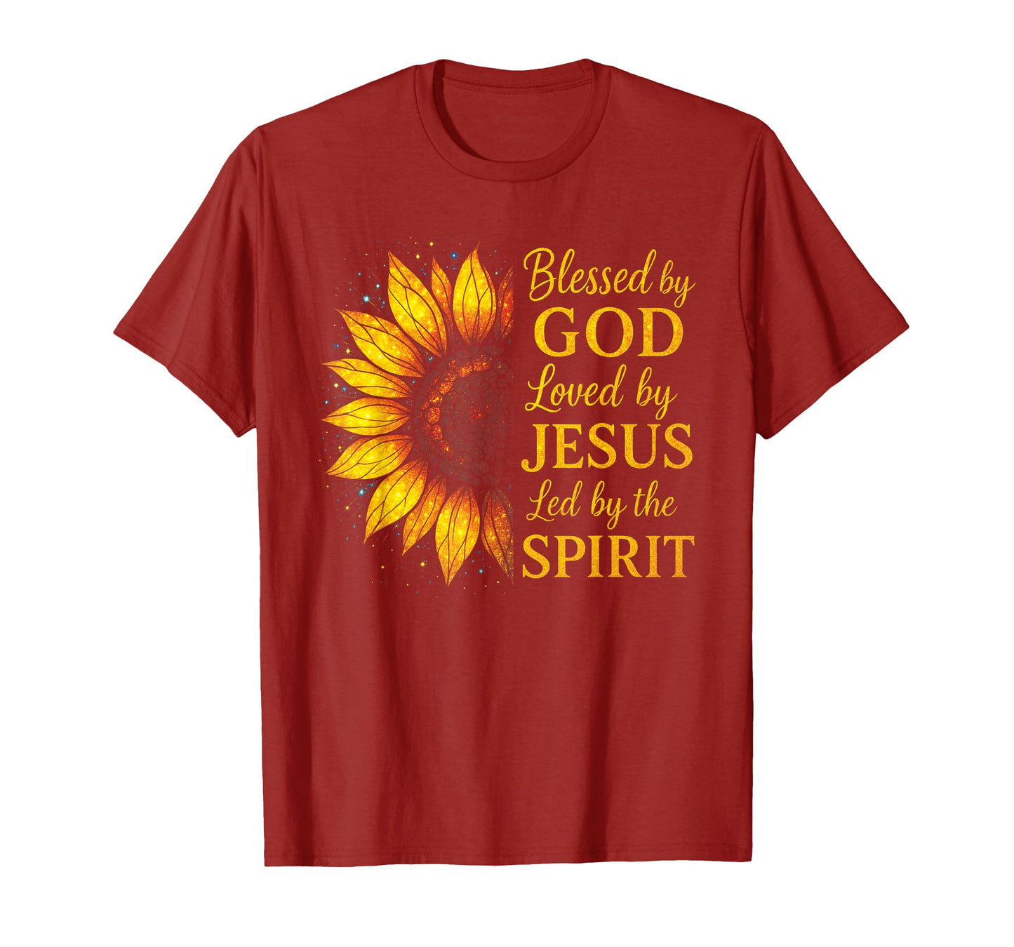 Blessed by God Loved by Jesus Stained Glass Sunflower T-Shirt