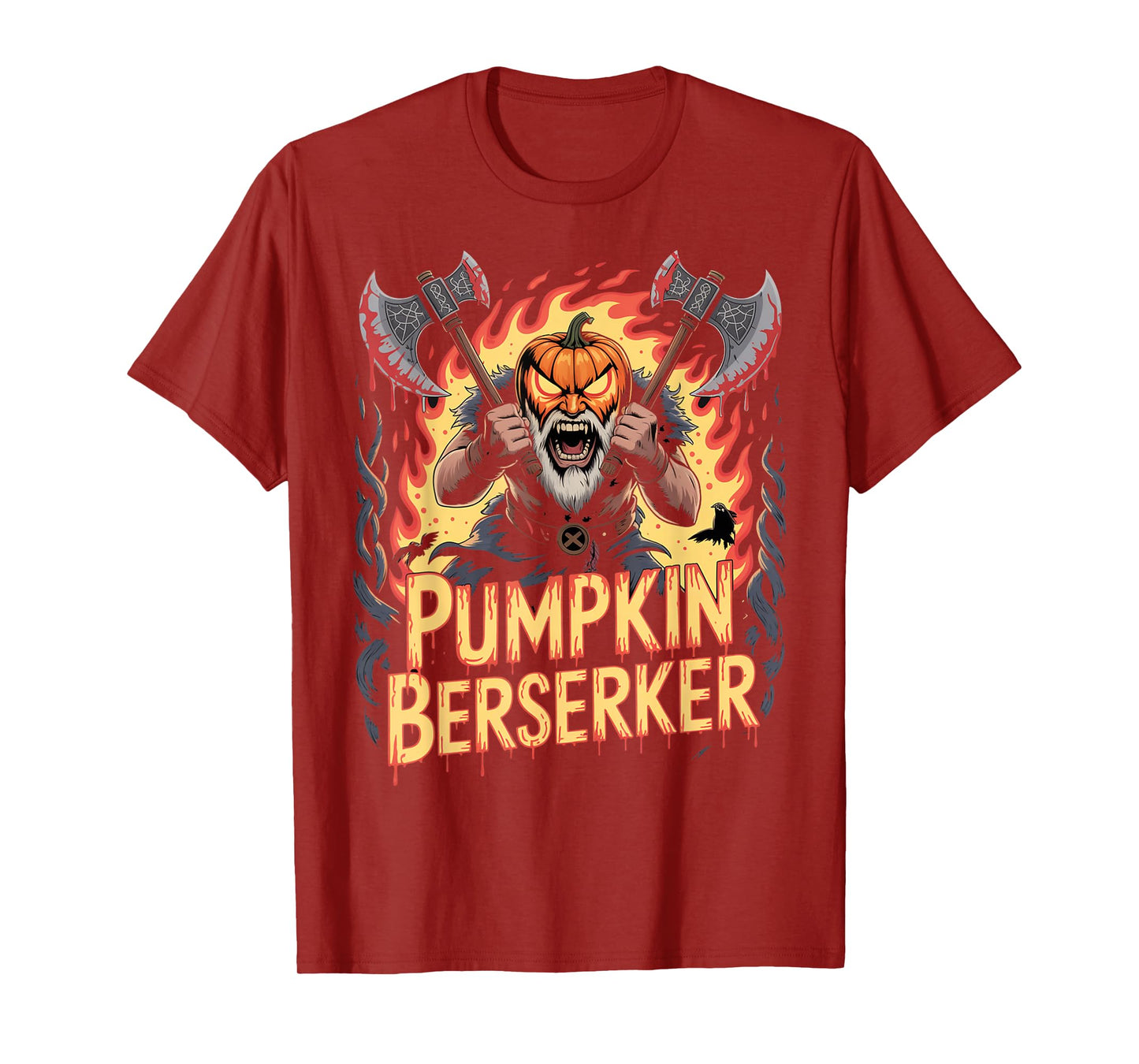 Halloween Pumpkin Berserker Viking T-Shirt