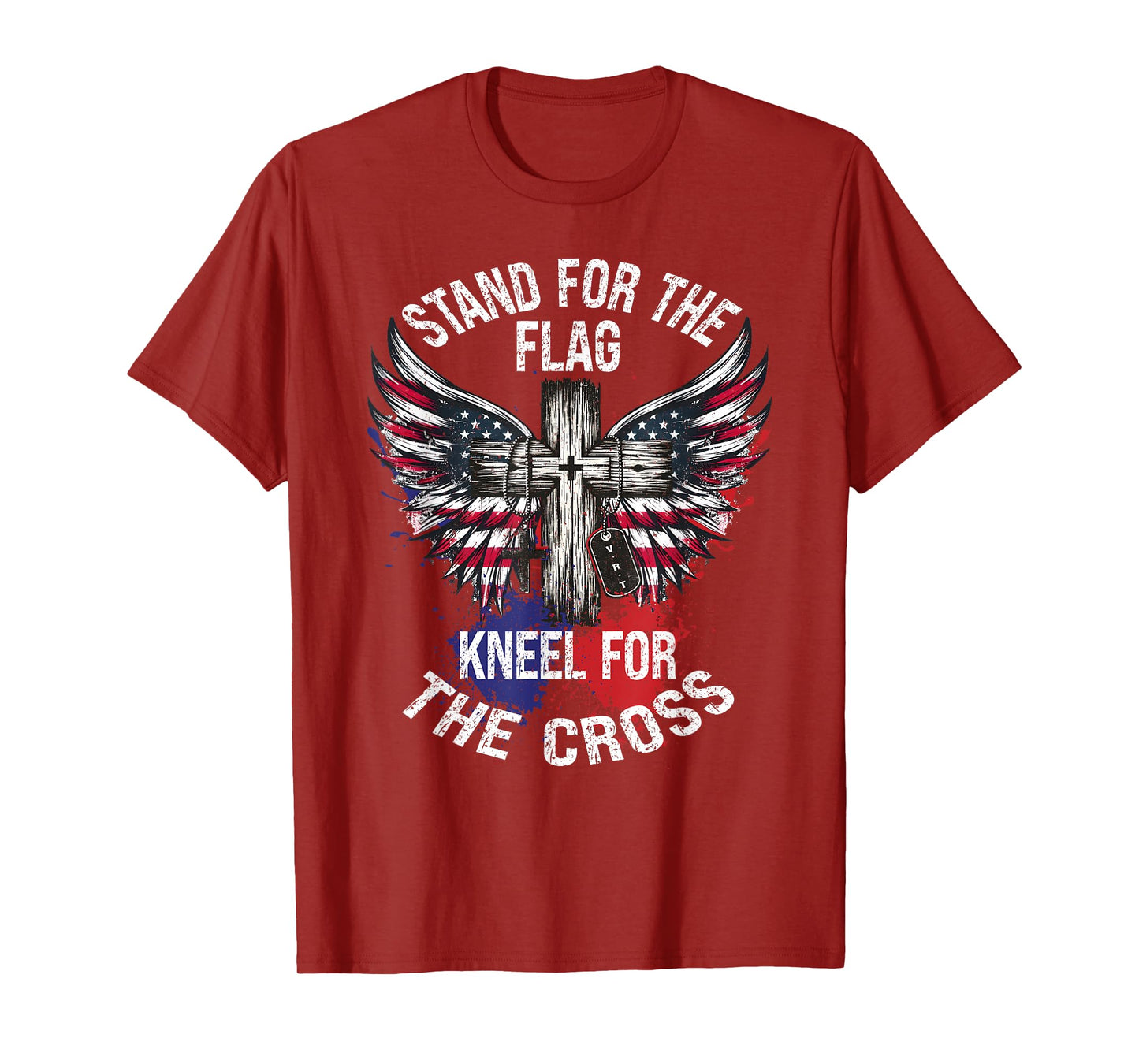 Stand for the Flag Kneel for the Cross US Patriotic Military T-Shirt
