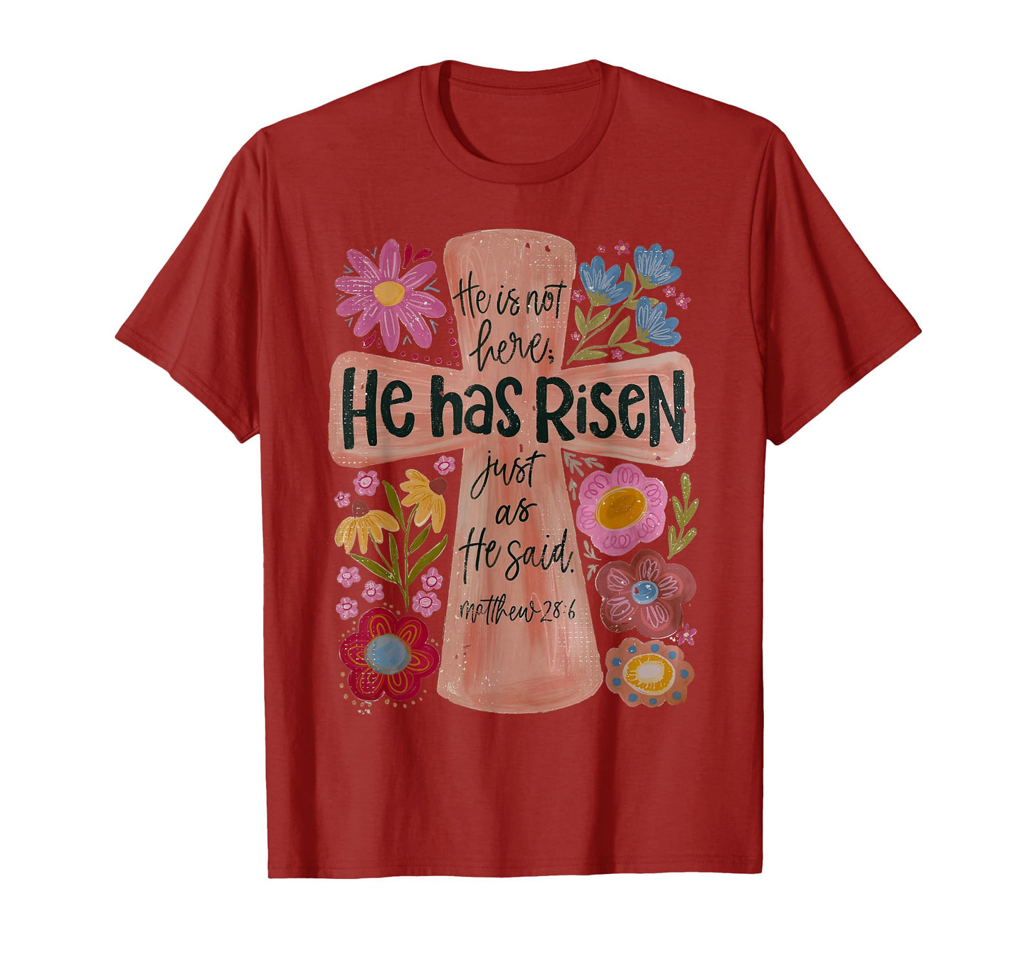 He has risen Christian Easter boho floral T-Shirt