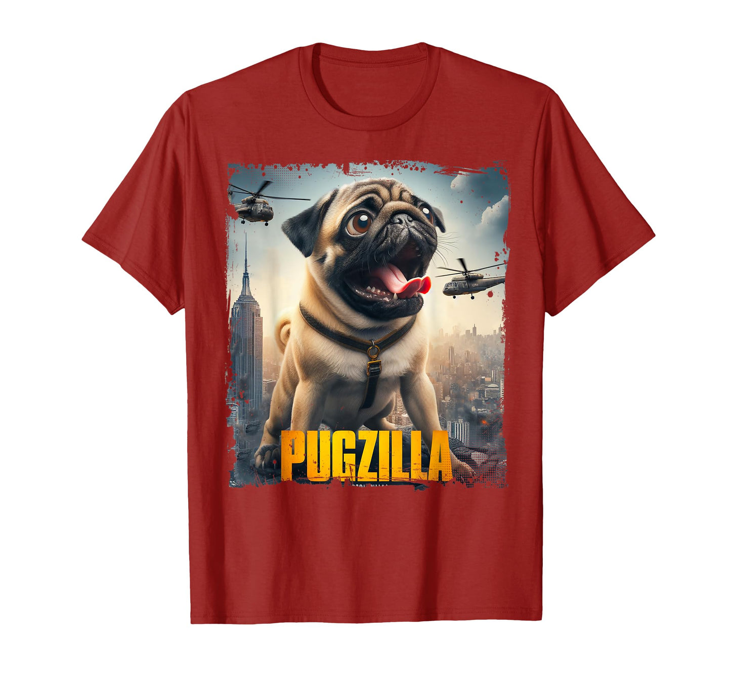 Pugzilla Funny Pug For Dog Lovers Funny Lovely Pug Parody T-Shirt