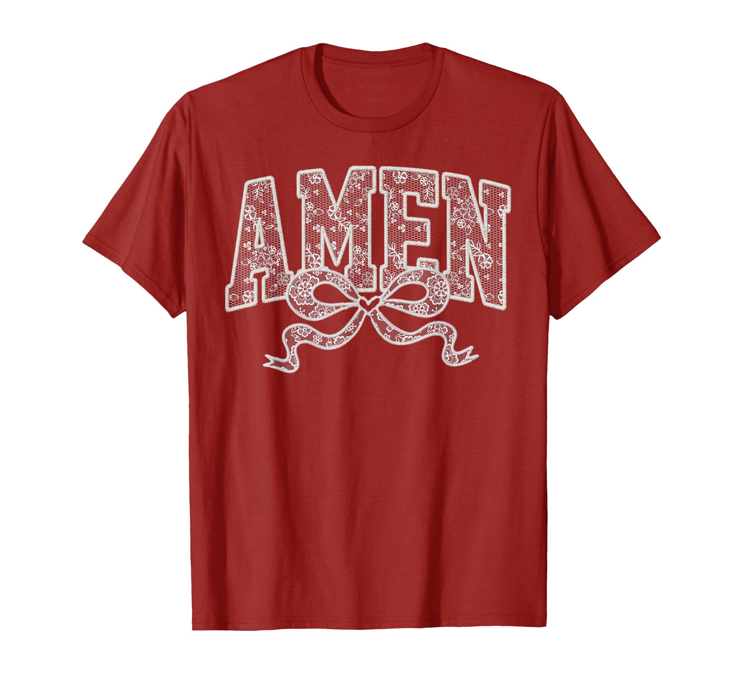 Amen Lace Bow Vintage Jesus Bible Verse Christian Religious T-Shirt