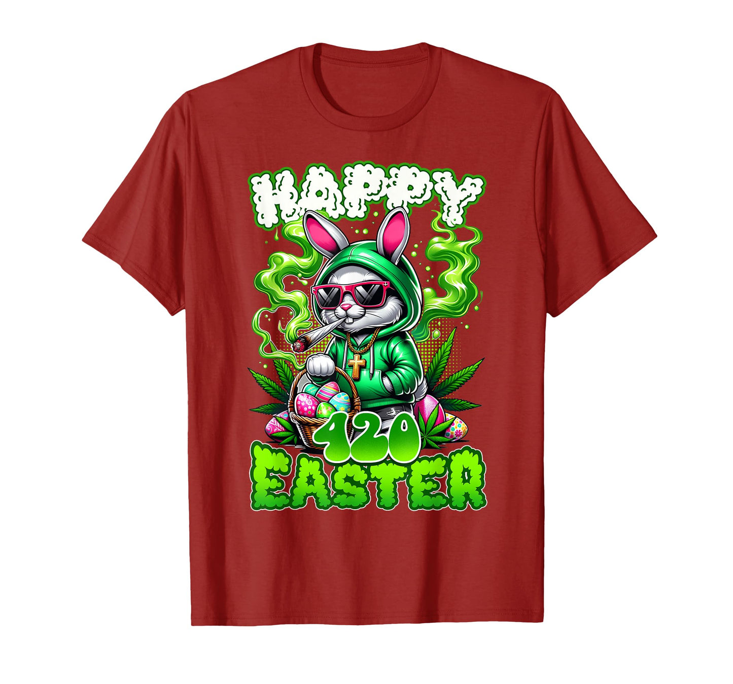 Happy 420 Easter Funny Smoking Weed Marijuana Easter Bunny T-Shirt
