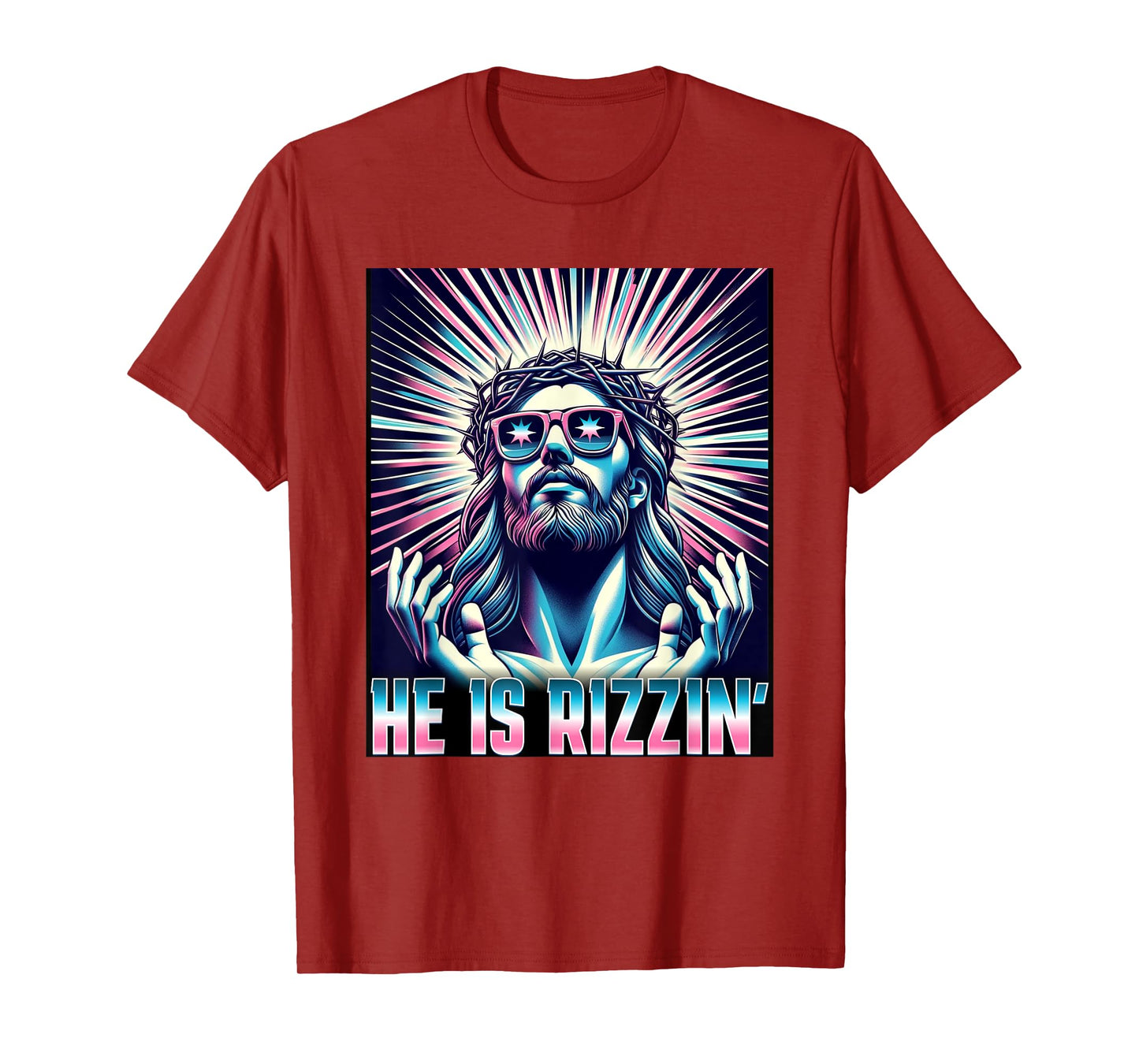 Funny Easter Resurrection Rizz Meme He is Rizzin Jesus T-Shirt